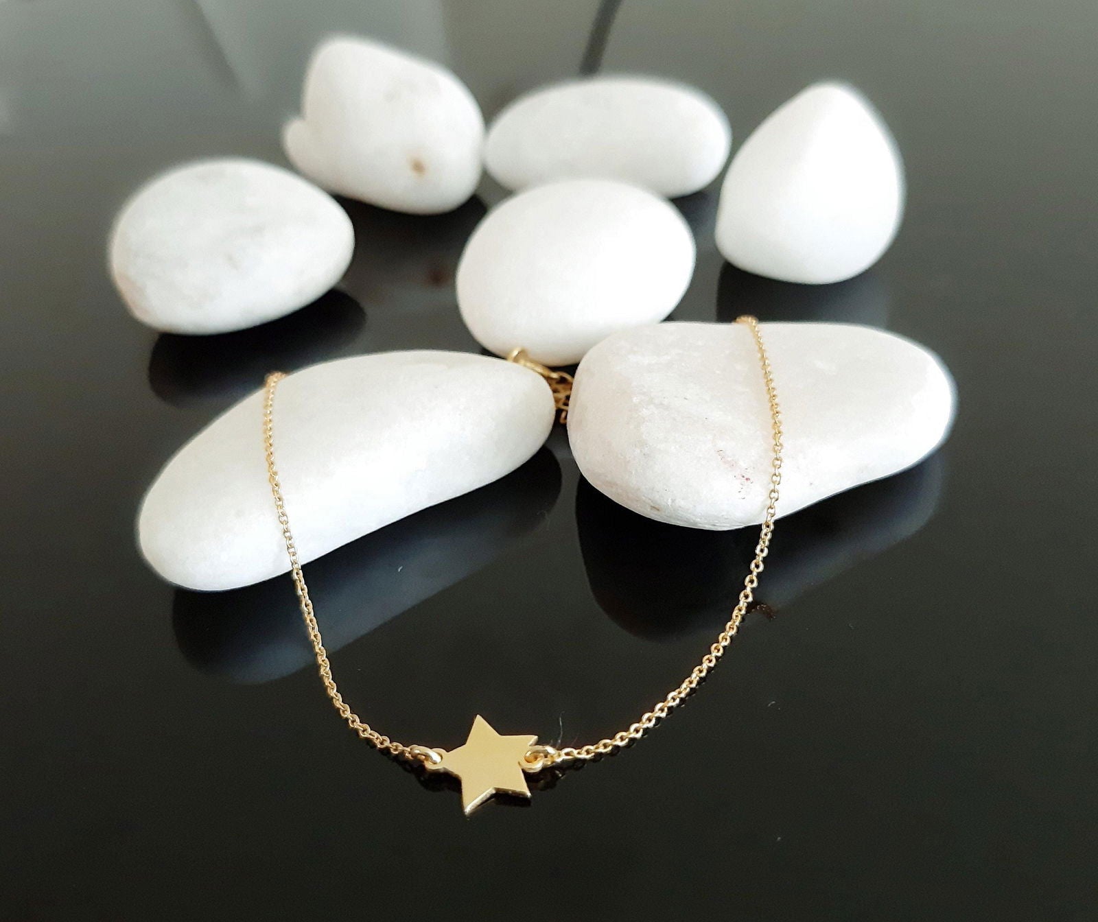 14K Solid Gold Star Charm Bracelet - InfinityJools