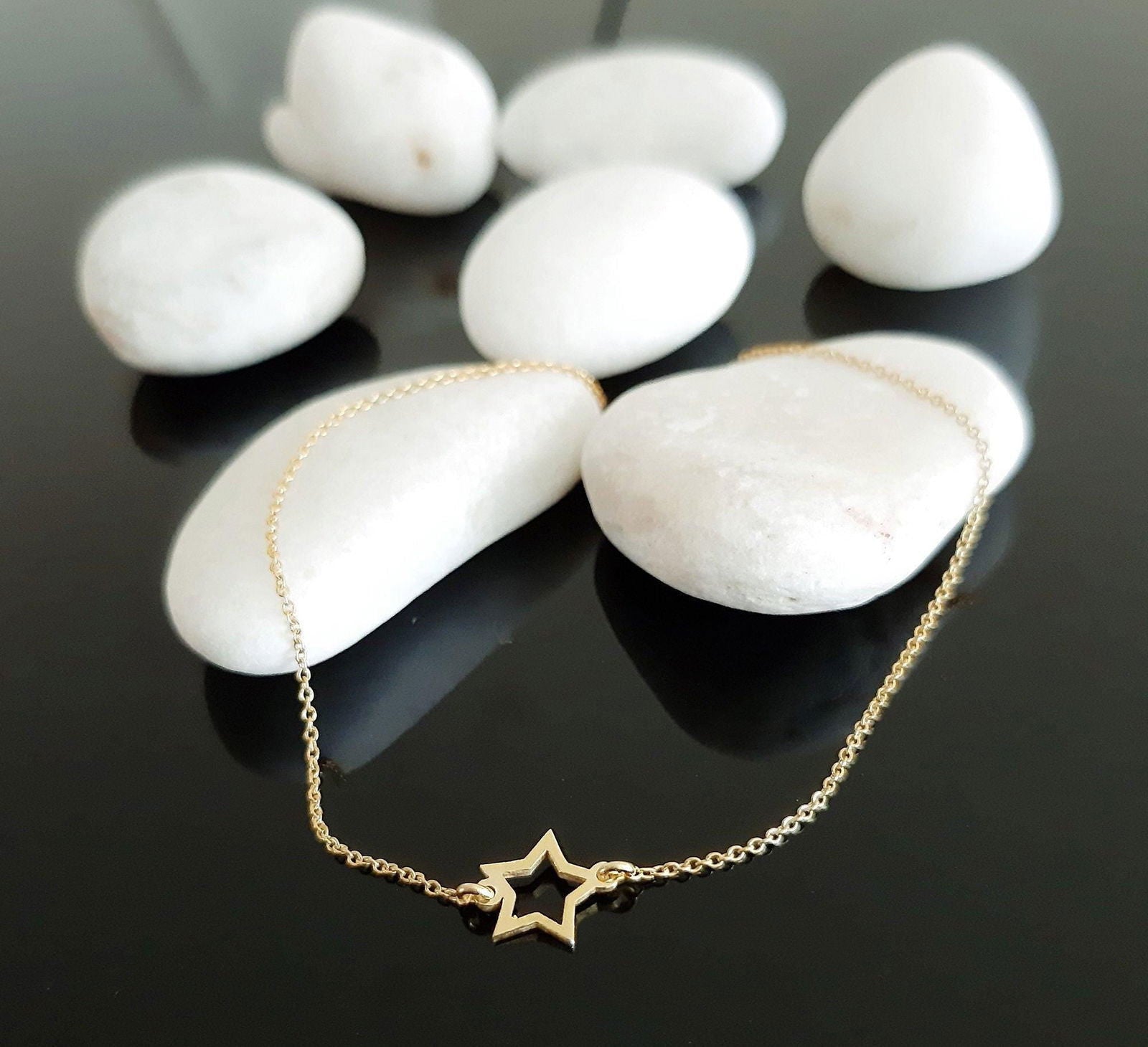 14K Solid Gold Star Charm Bracelet - InfinityJools