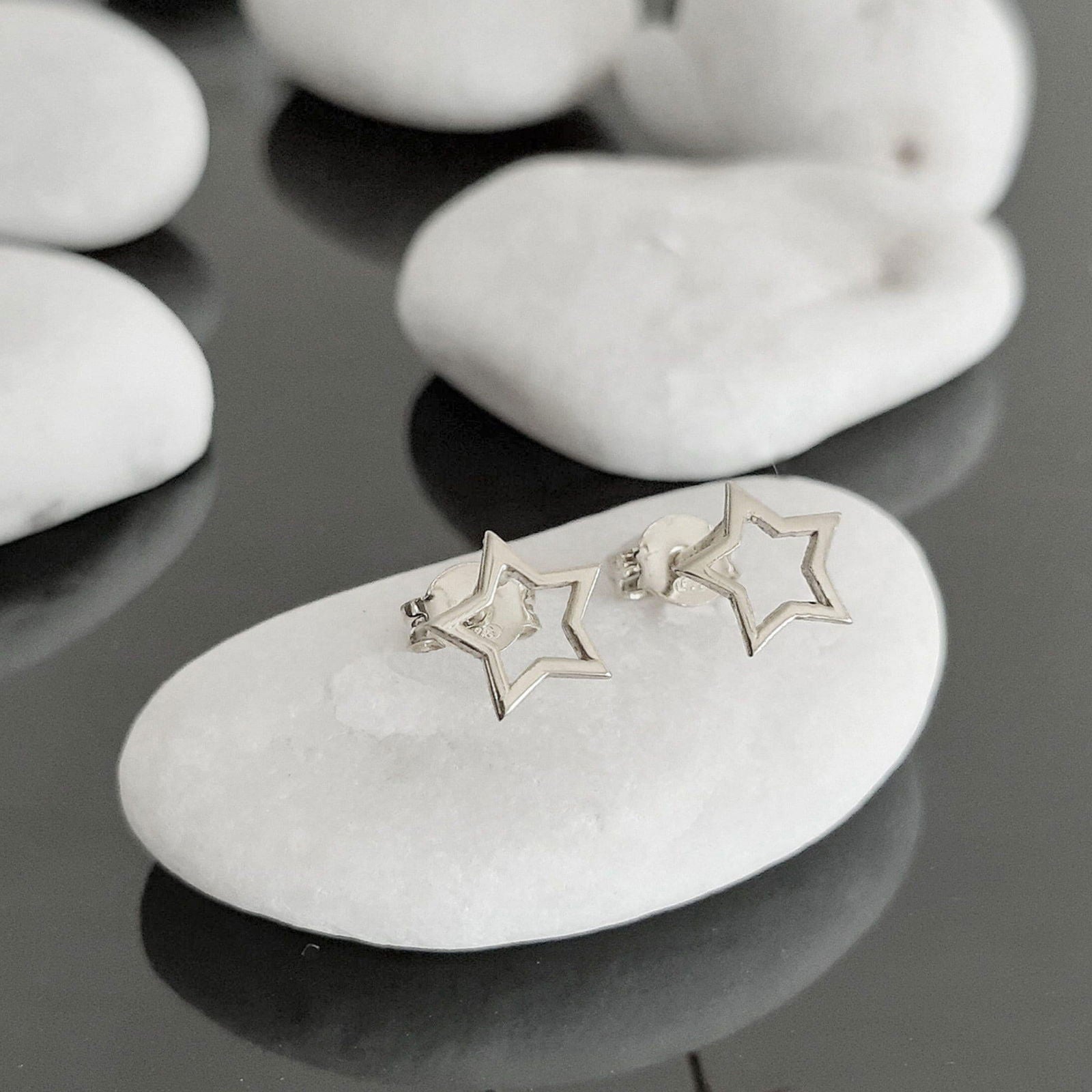 14K Solid Gold Star Stud Earrings - InfinityJools