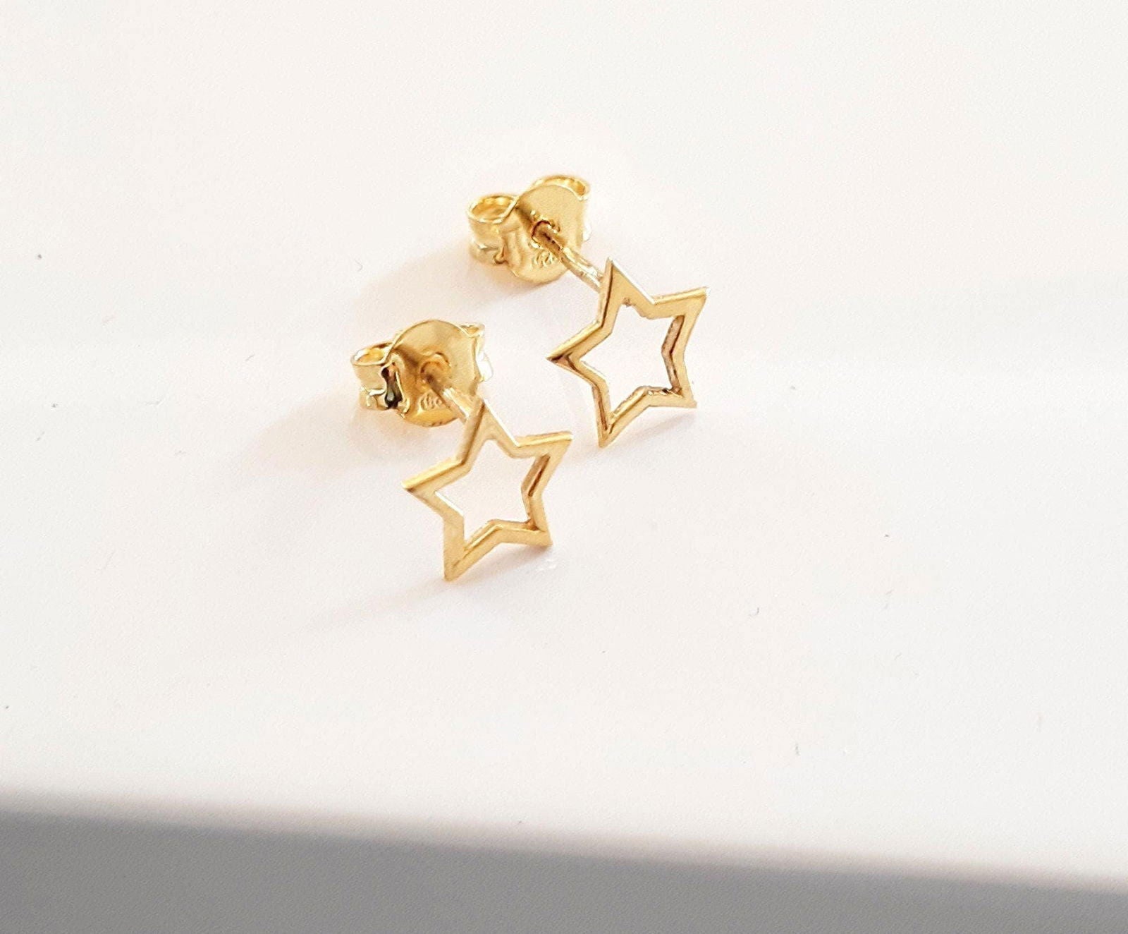 14K Solid Gold Star Stud Earrings - InfinityJools