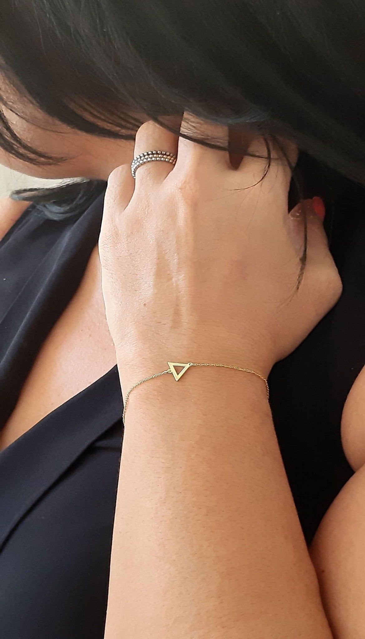 14K Solid Gold Triangle Charm Bracelet - InfinityJools