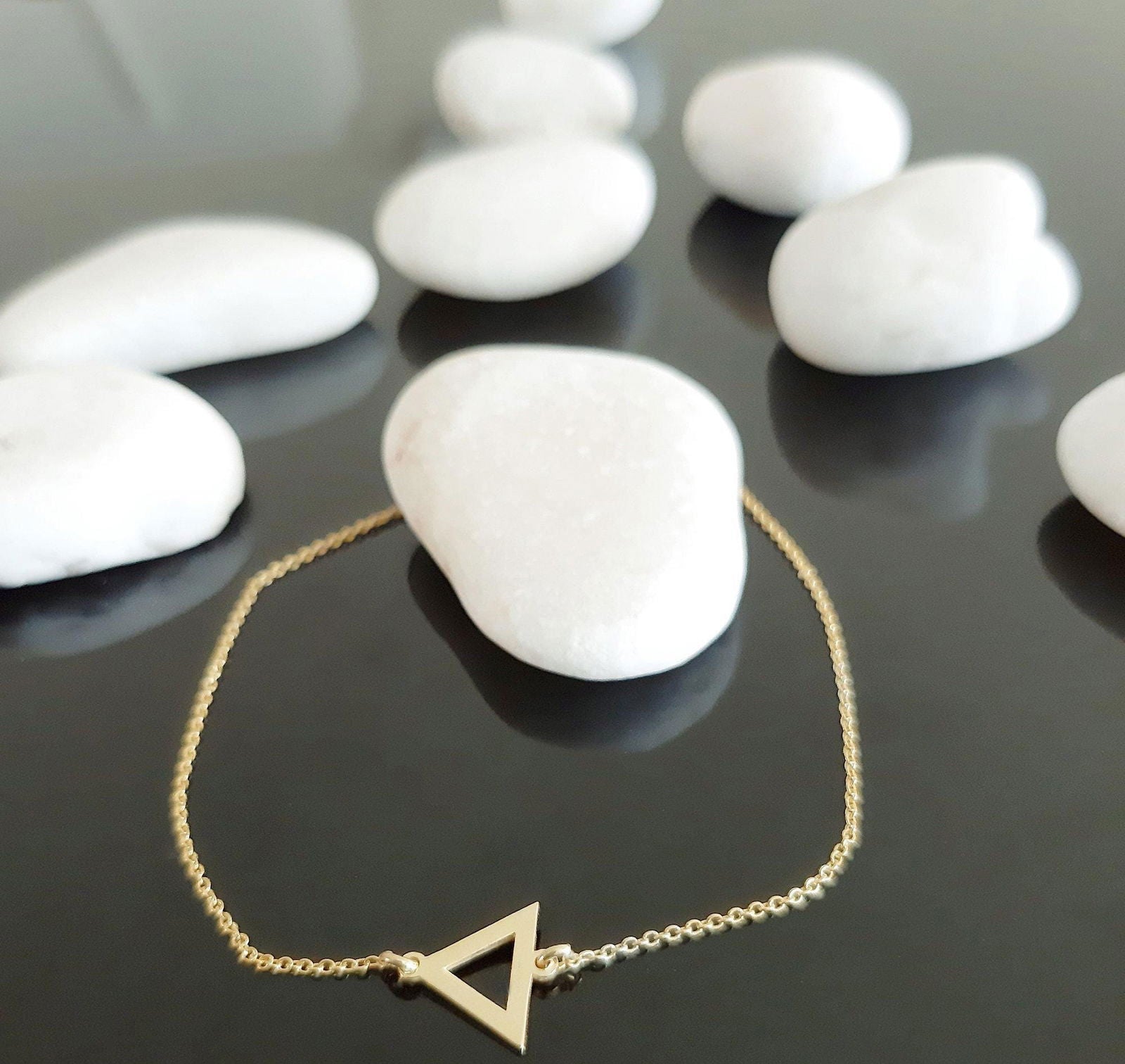 14K Solid Gold Triangle Charm Bracelet - InfinityJools