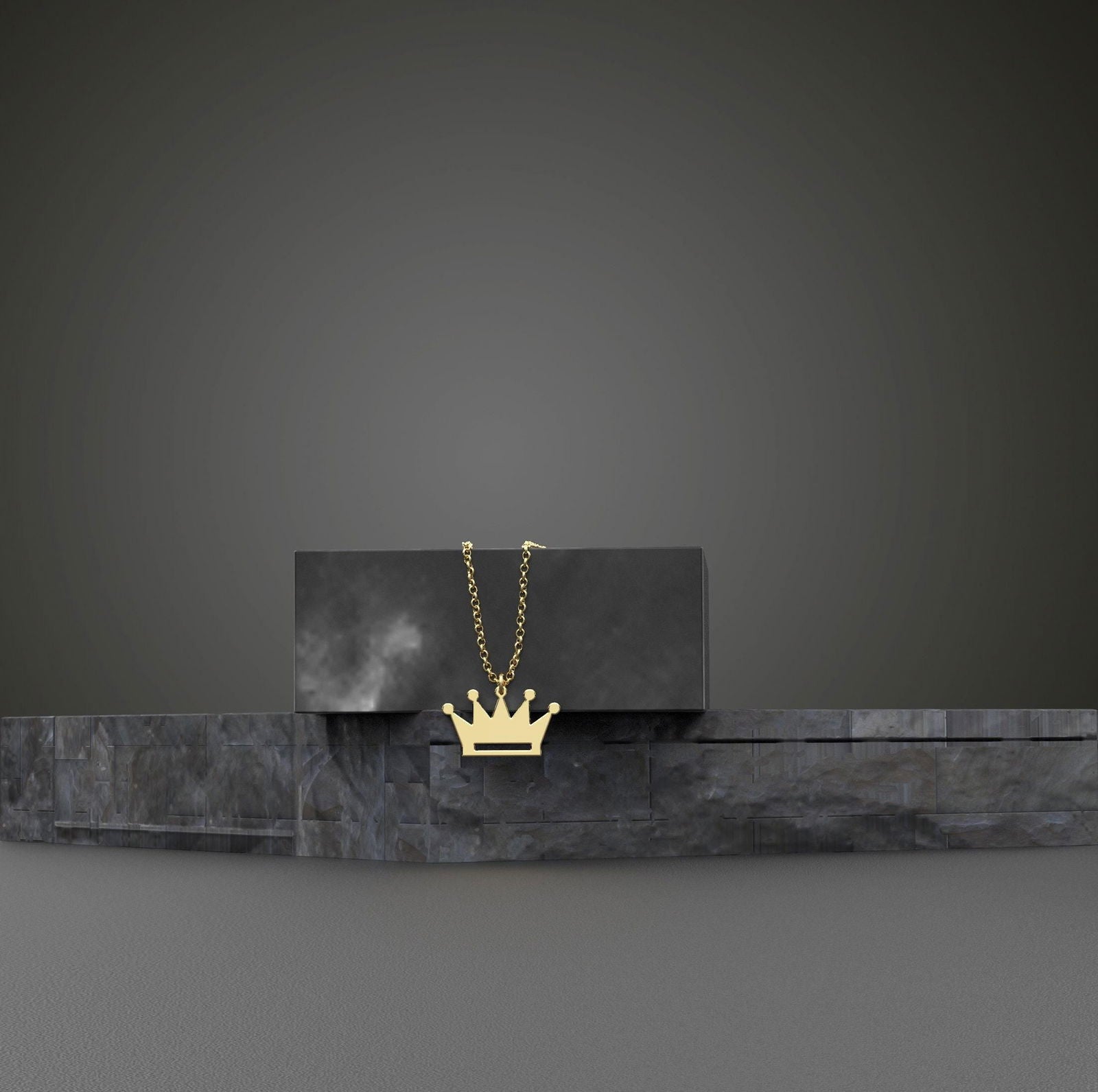 14k Tiny Solid Gold Crown Necklace - InfinityJools