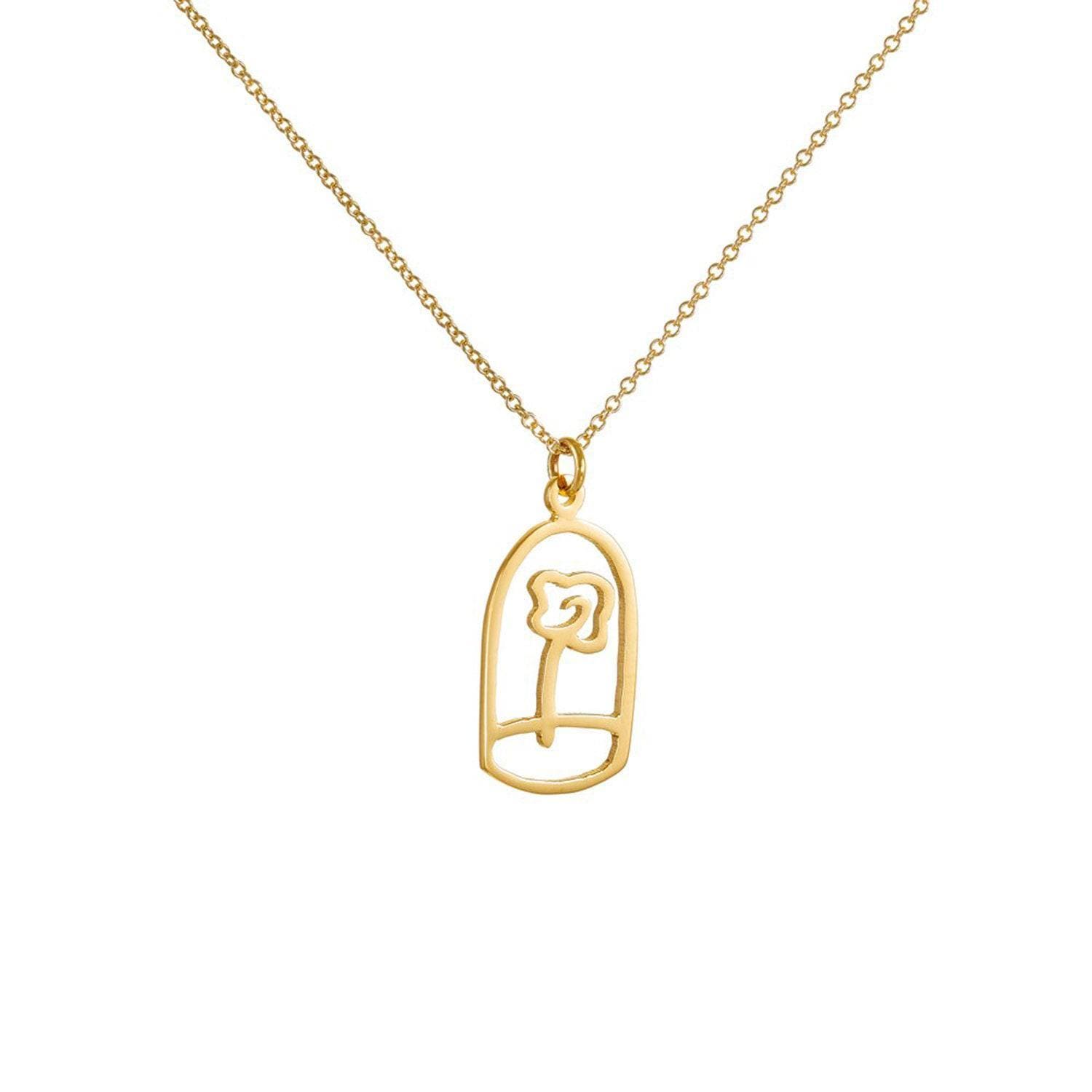 14K Yellow gold Rose flower necklace - InfinityJools