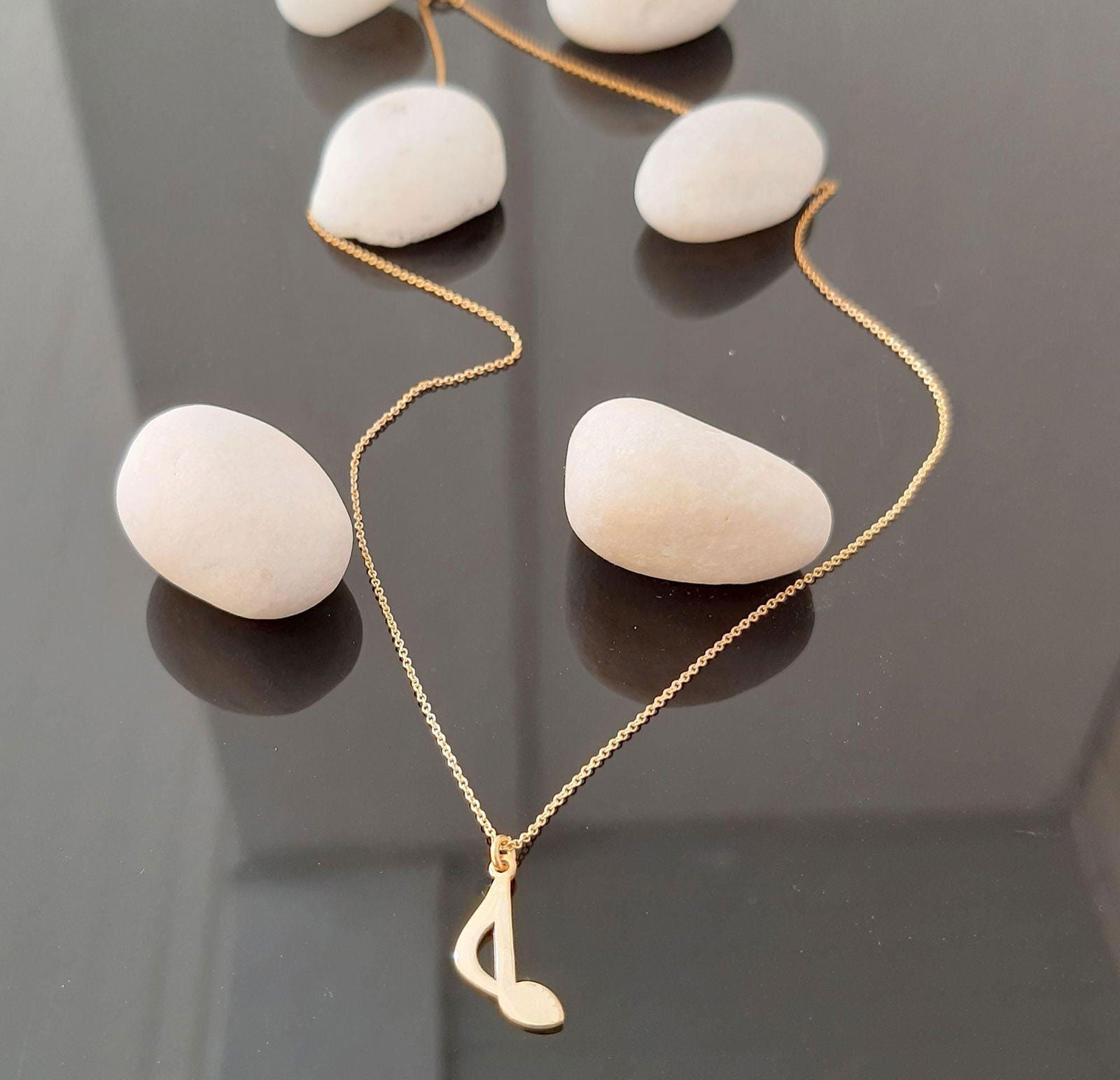 14K Yellow Gold Treble Clef necklace - InfinityJools