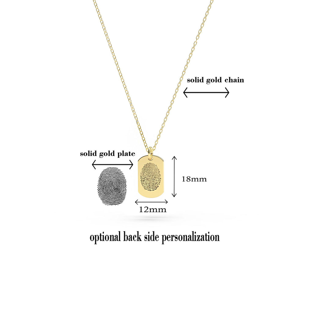 14k Custom Gold Fingerprint necklace, Personalized Dog Tad Id  Actual Fingerprint Necklace - InfinityJools