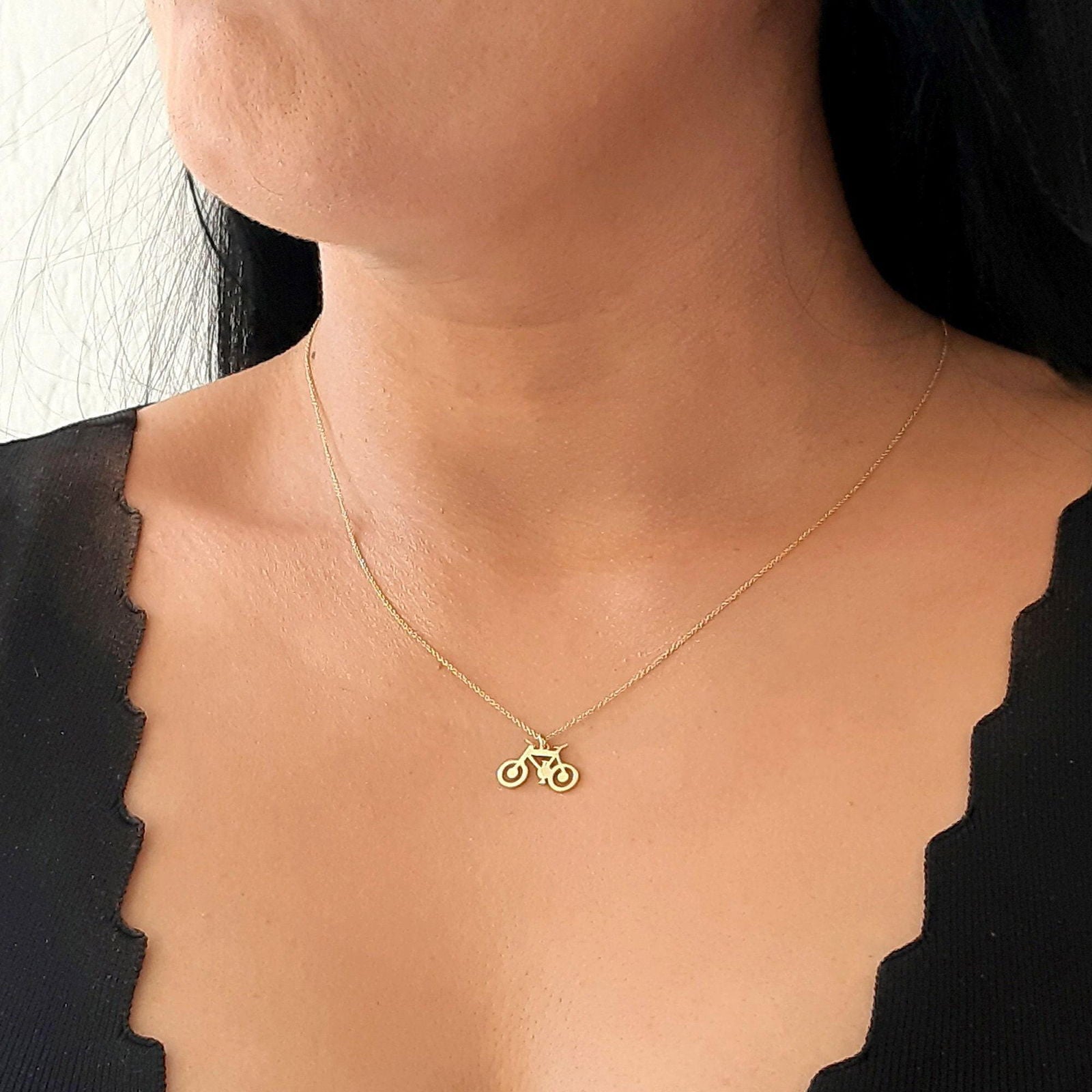 14k Gold Bicycle Necklace - InfinityJools