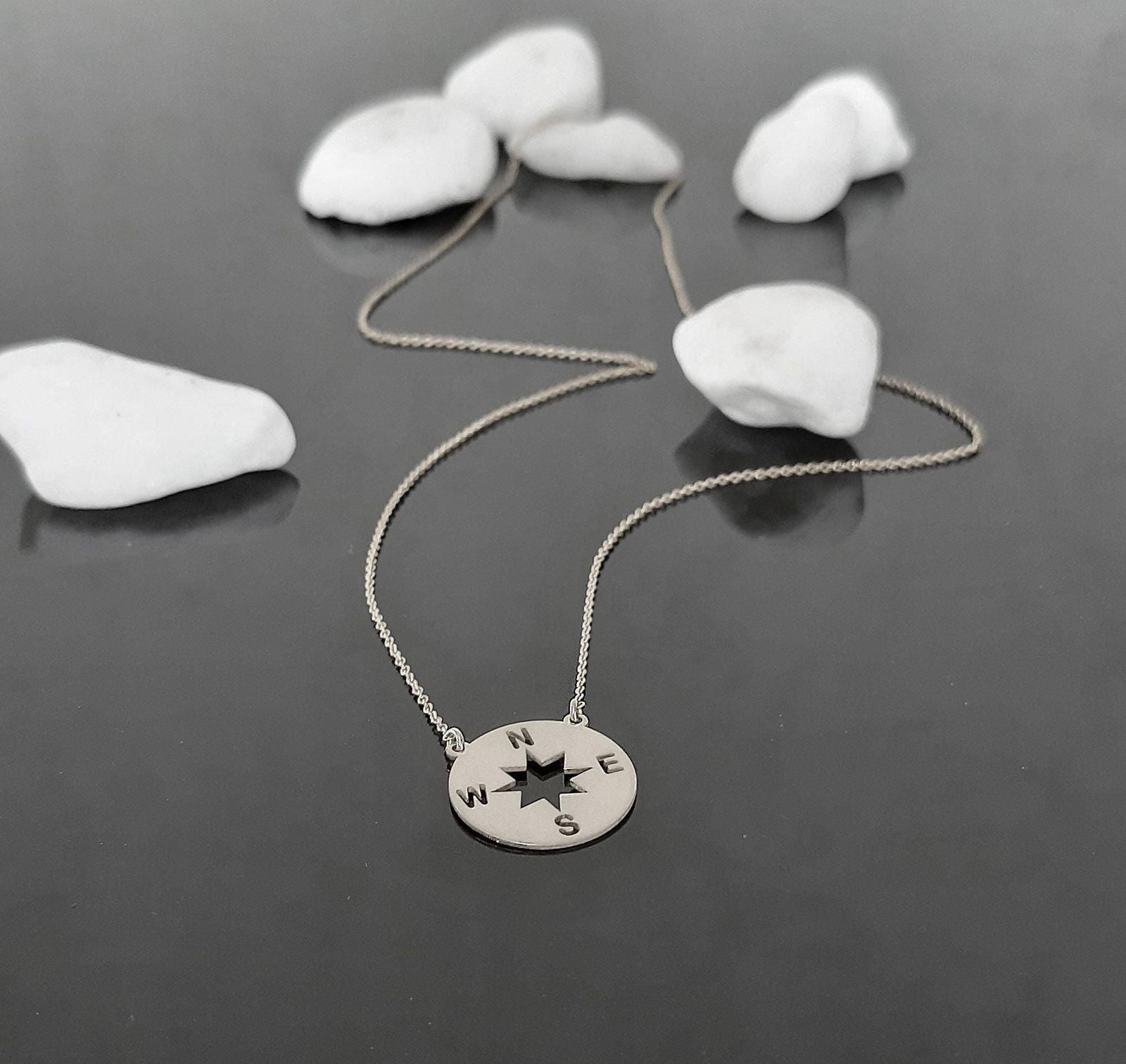 14k Solid Gold Compass necklace - InfinityJools