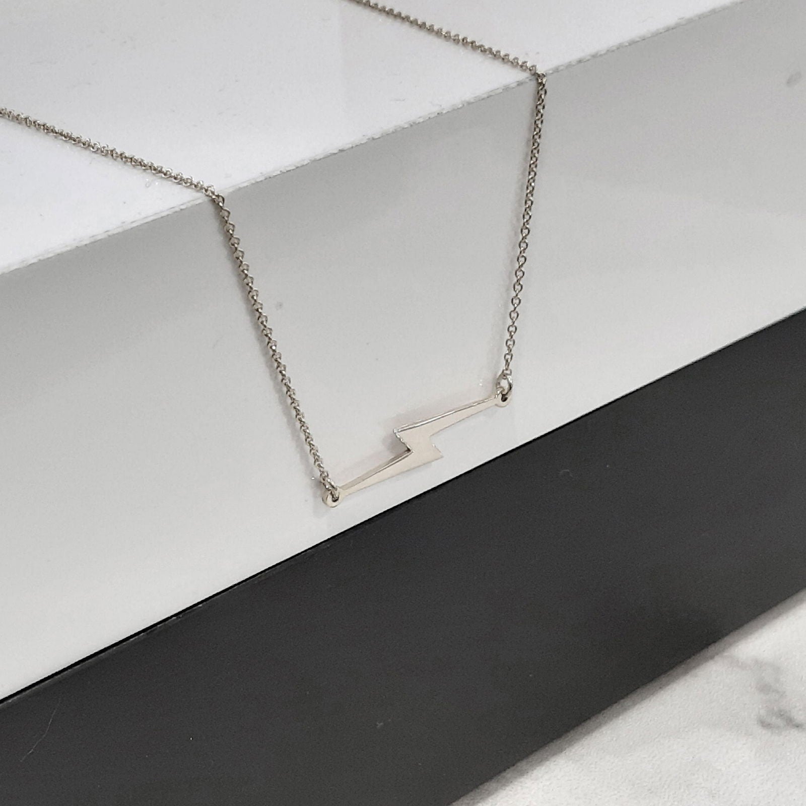 14k Solid Gold Lightning Bolt Necklace - InfinityJools
