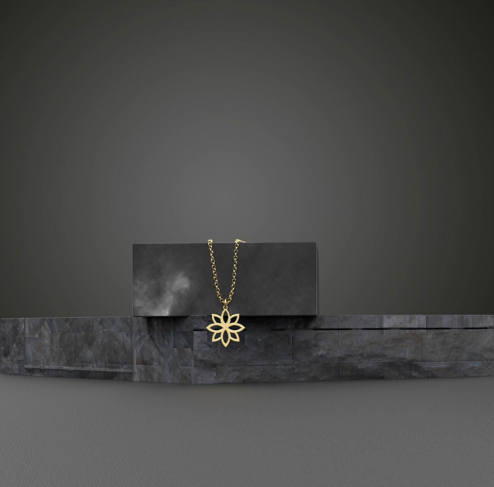 14k Solid, Gold Lotus Flower Necklace - InfinityJools