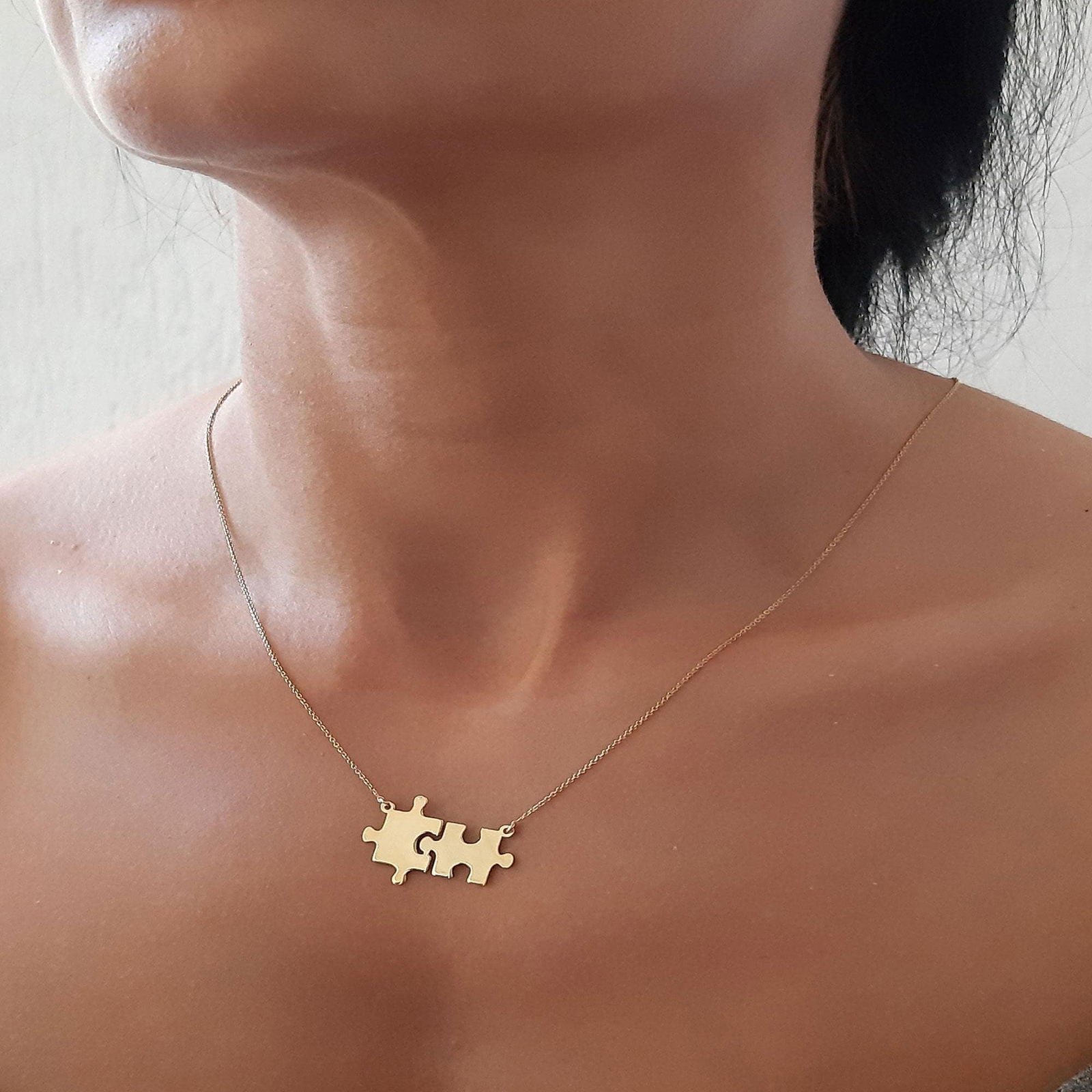 14k Solid Gold Puzzle necklace - InfinityJools