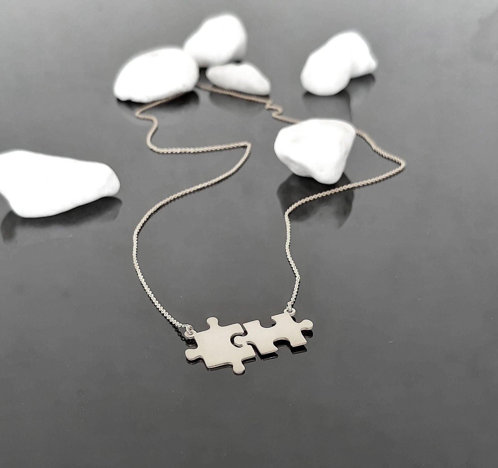 14k White Gold Puzzle necklace - InfinityJools