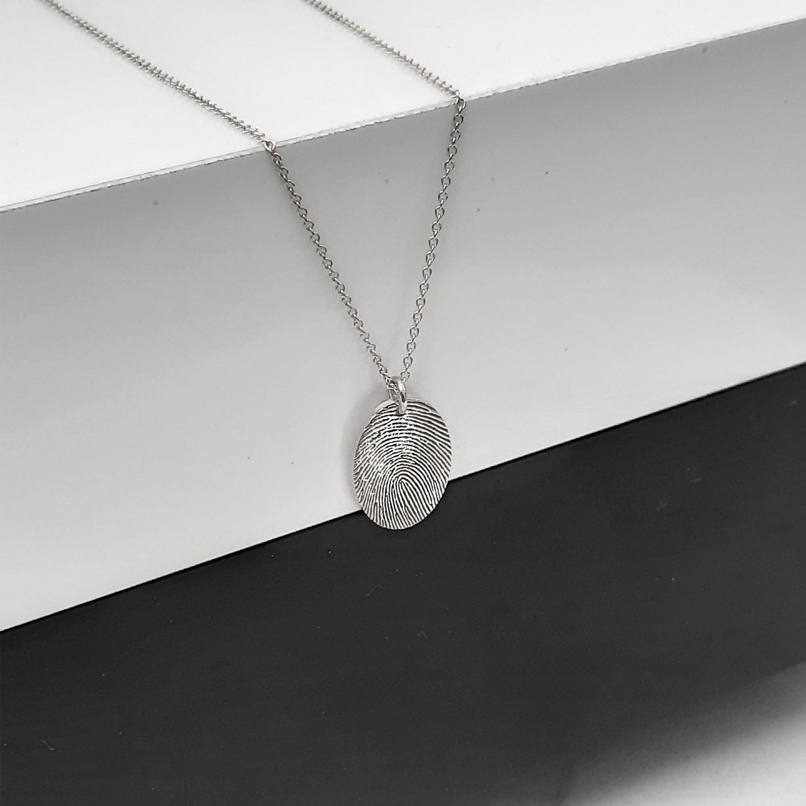 14k Yellow gold Custom Fingerprint Necklace, Fingerprint pendant, Memorial Jewelry - InfinityJools
