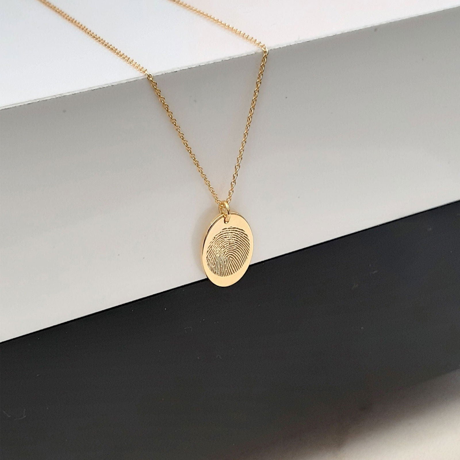 14k Yellow gold Fingerprint Necklace - Unique gold Sympathy Gift - InfinityJools