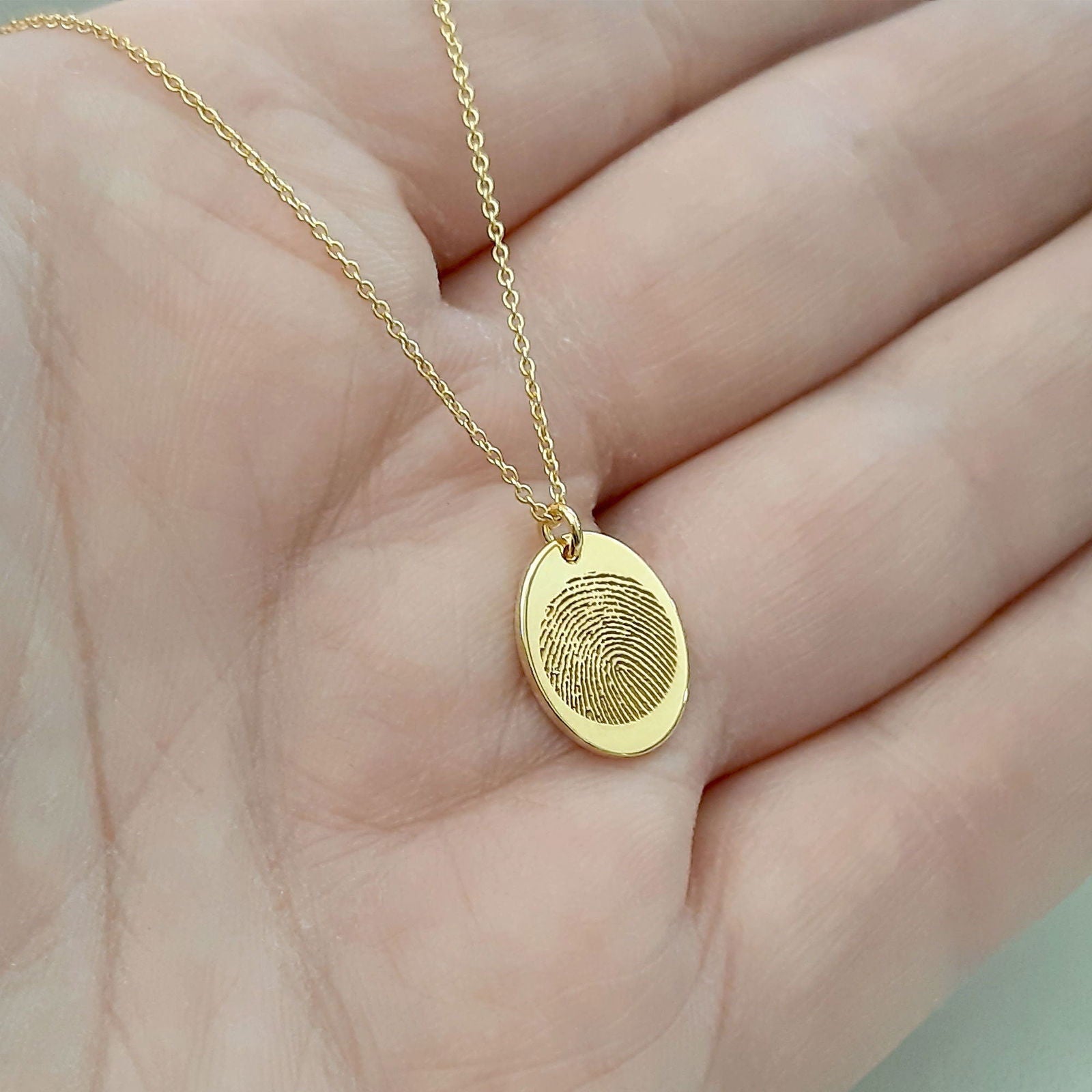 14k gold Fingerprint Necklace - Unique Sympathy Gift in Solid gold - InfinityJools
