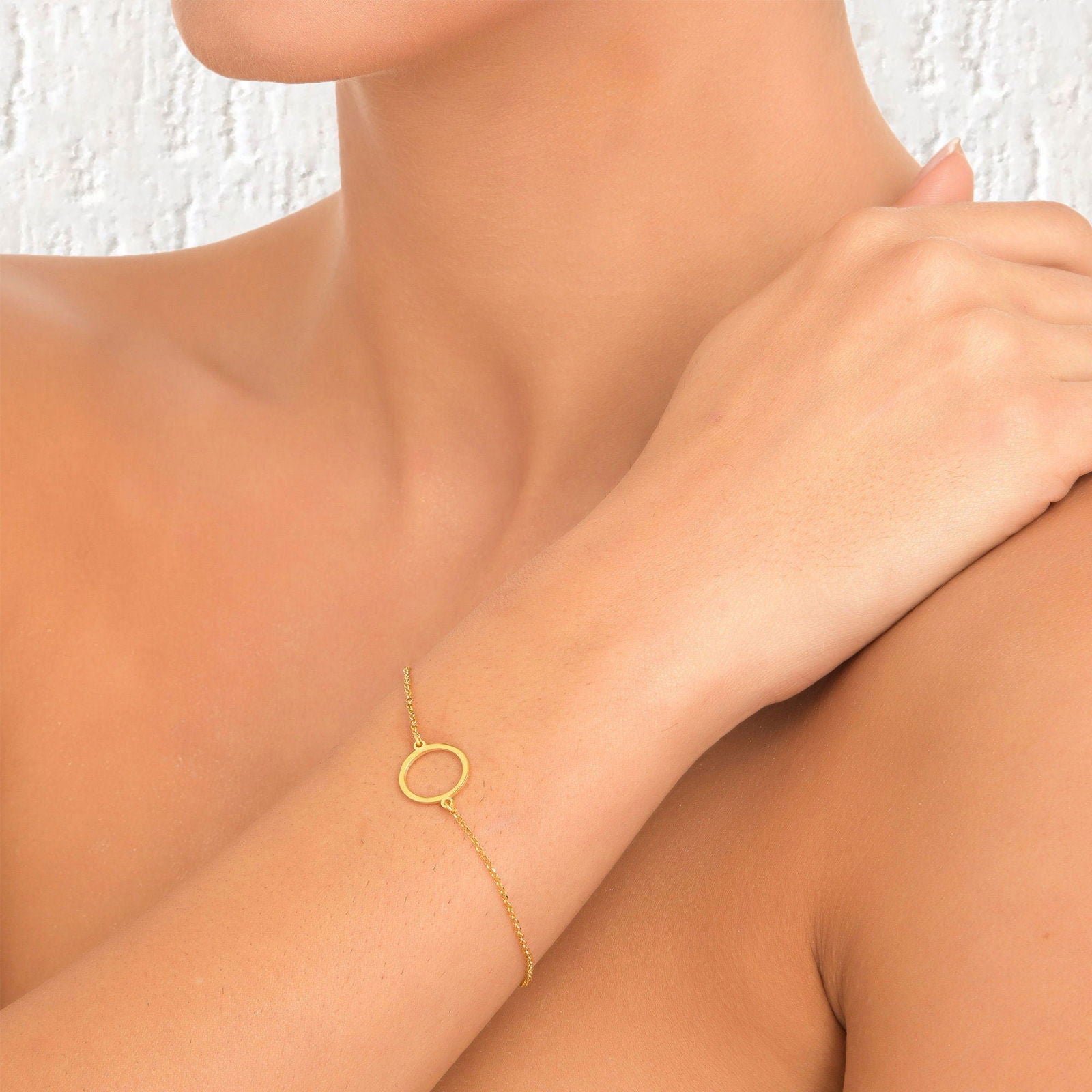 14k gold Open Circle Bracelet - Karma gold Bracelet - InfinityJools