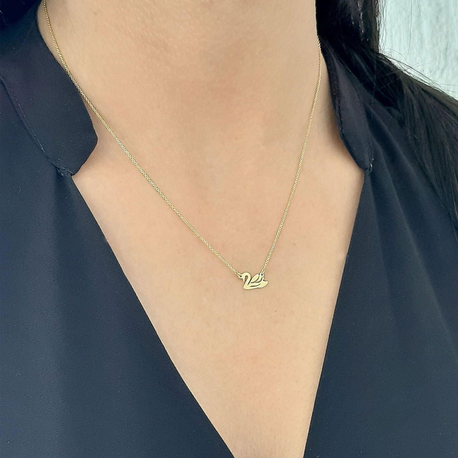 14k gold Swan necklace - InfinityJools