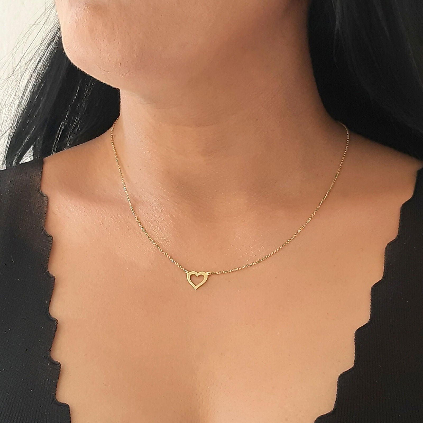 14k gold heart necklace - InfinityJools