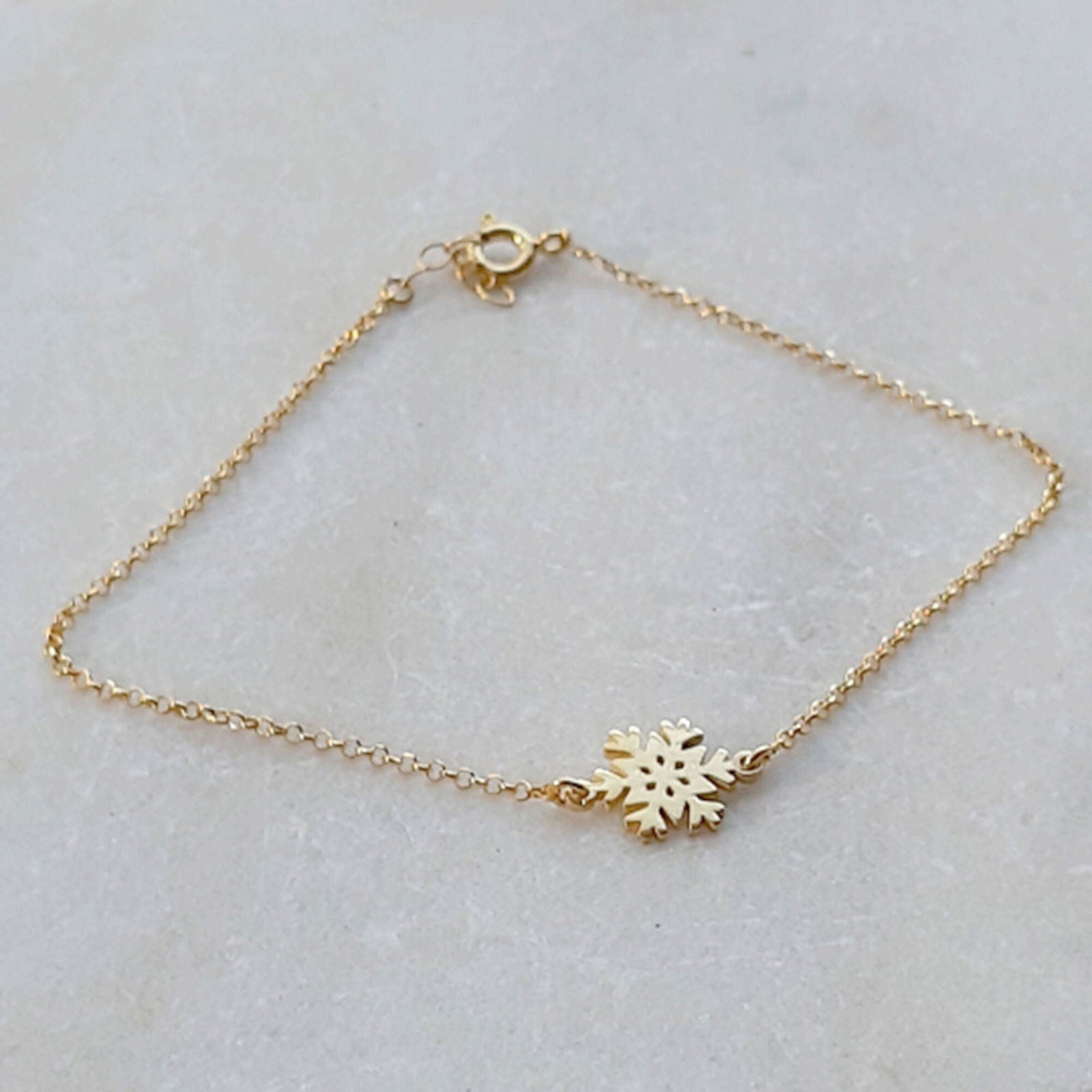 14k solid Gold Snowflake Bracelet - InfinityJools