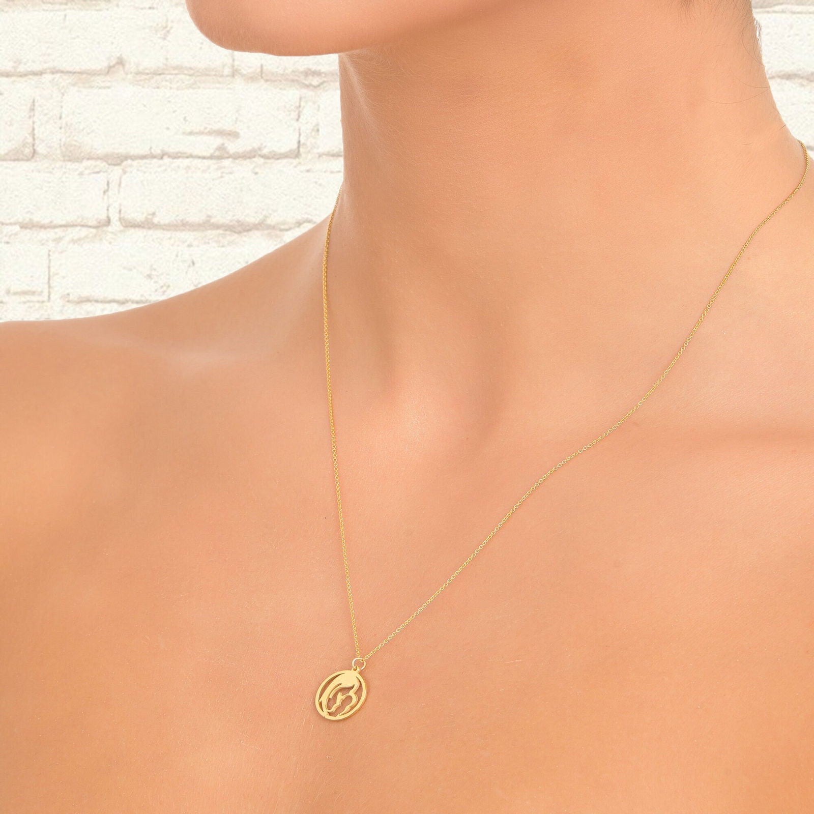 14k solid gold Mother and baby necklace - InfinityJools