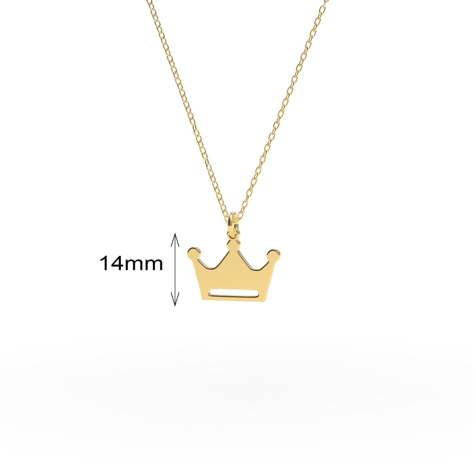 14k solid gold crown necklace - InfinityJools