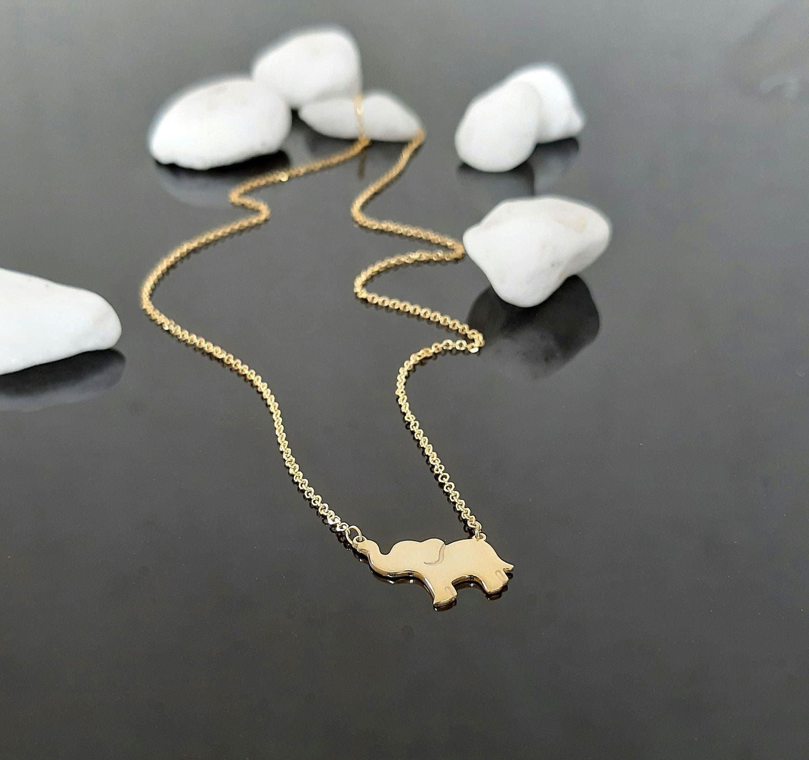 14k yellow elephant necklace - InfinityJools