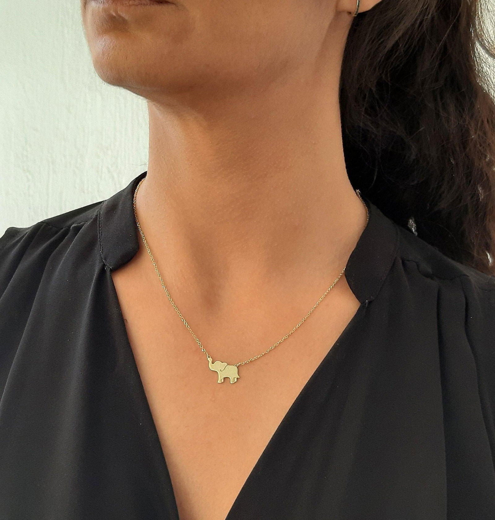 14k yellow elephant necklace - InfinityJools