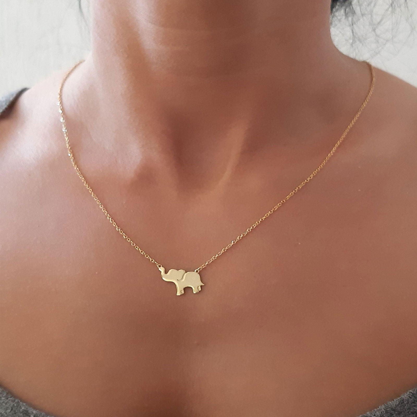 14k yellow elephant necklace - InfinityJools