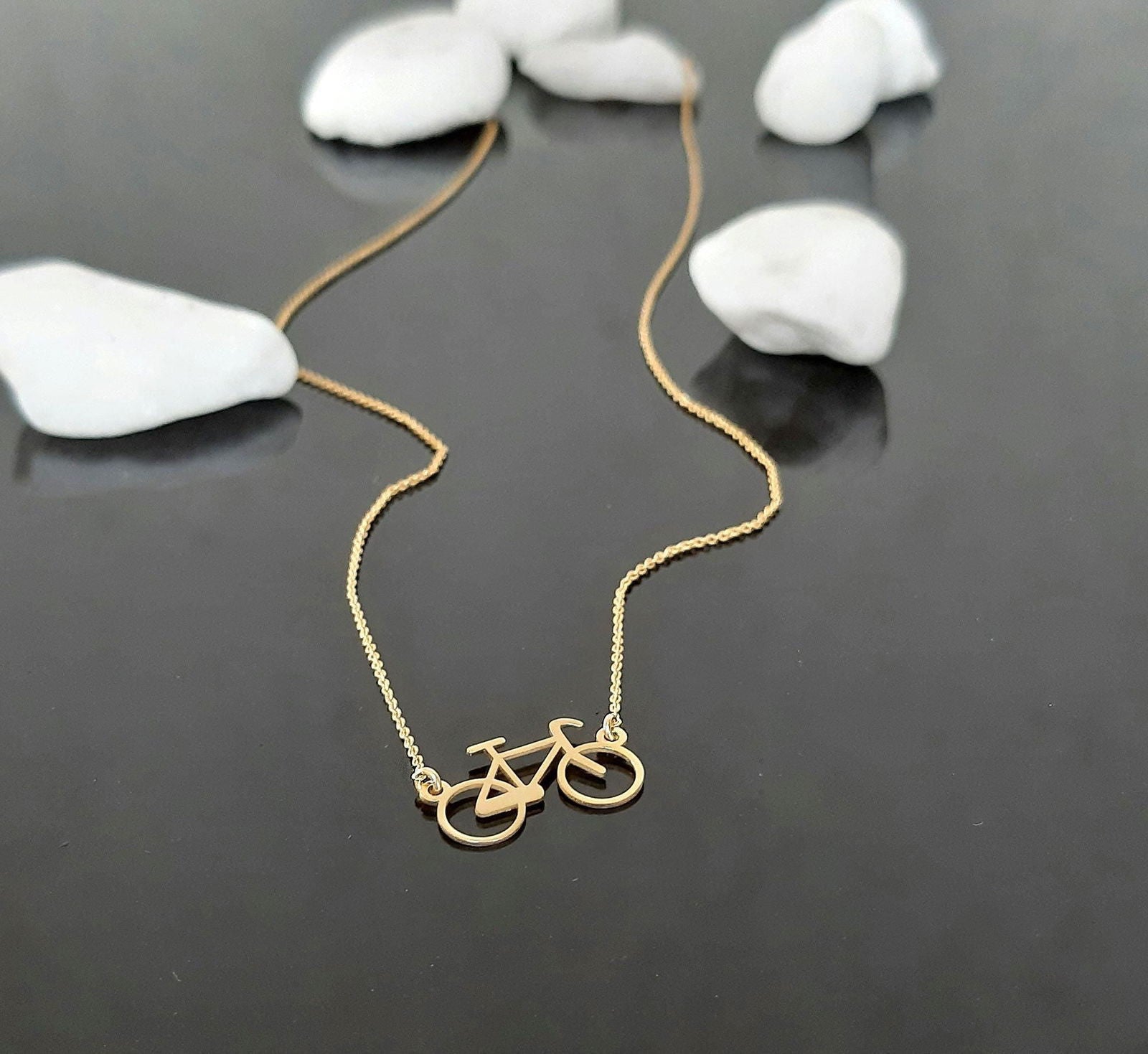 14k yellow gold Bicycle necklace - InfinityJools