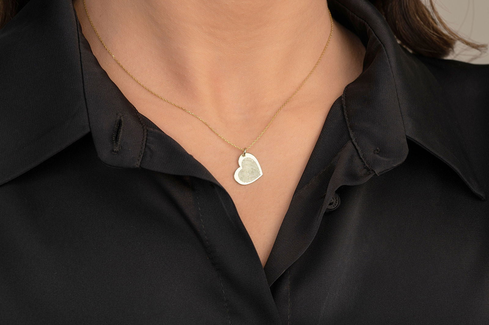 9k & 14k Solid Gold Fingerprint Necklace • Custom Handwriting Jewelry - InfinityJools