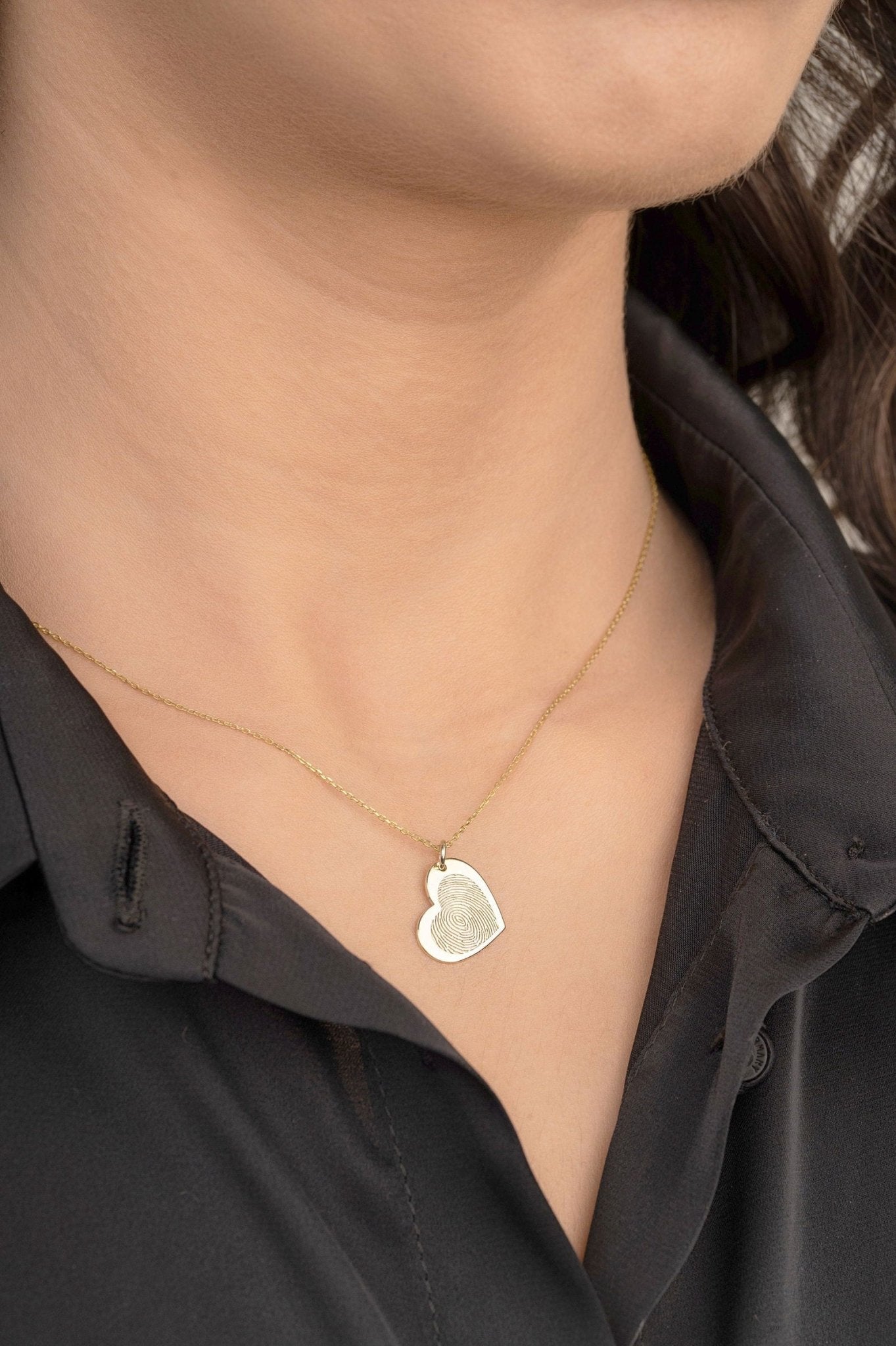 9k & 14k Solid Gold Fingerprint Necklace • Custom Handwriting Jewelry - InfinityJools