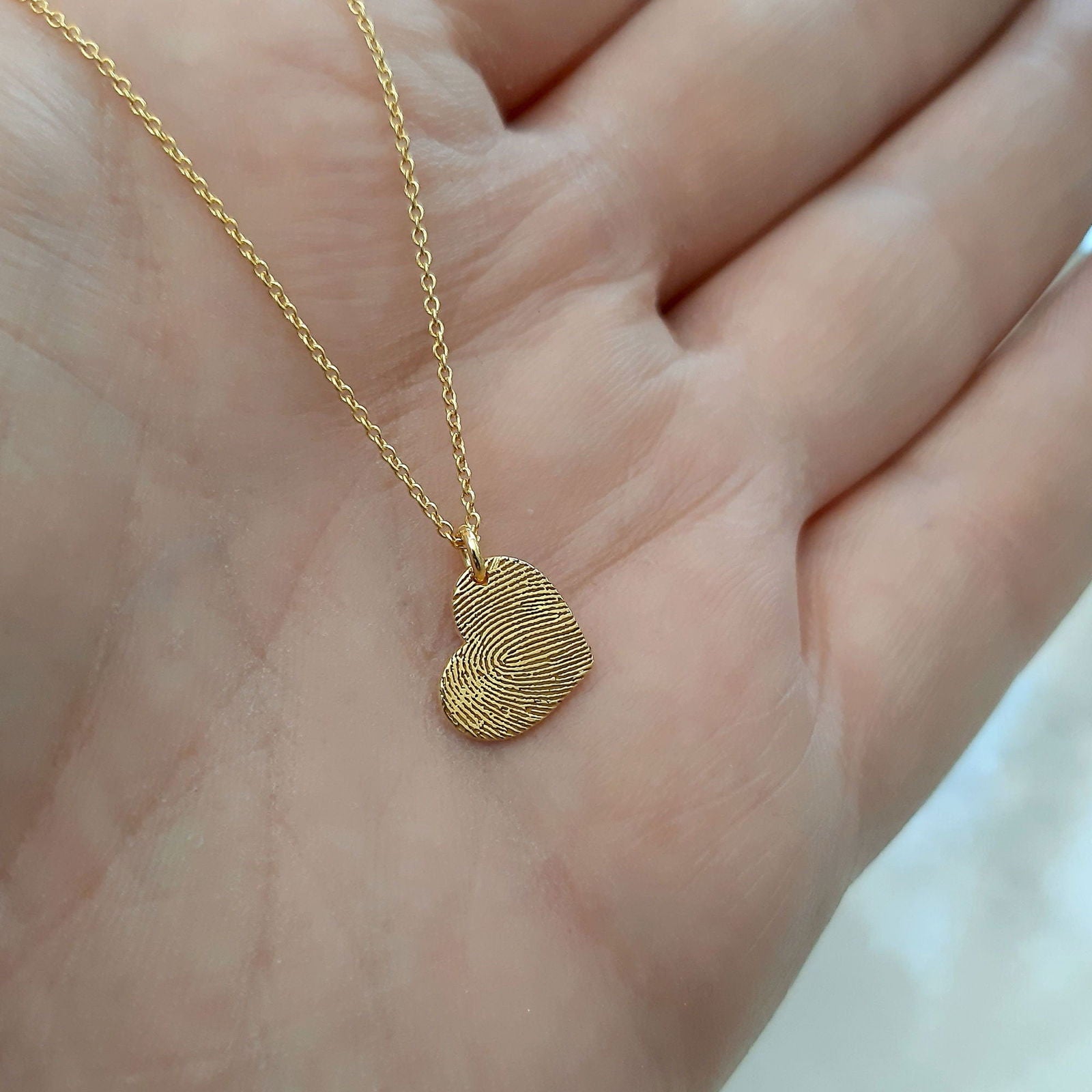 9k & 14k Actual Fingerprint Necklace • Engraved Fingerprint Handwriting Jewelry - InfinityJools
