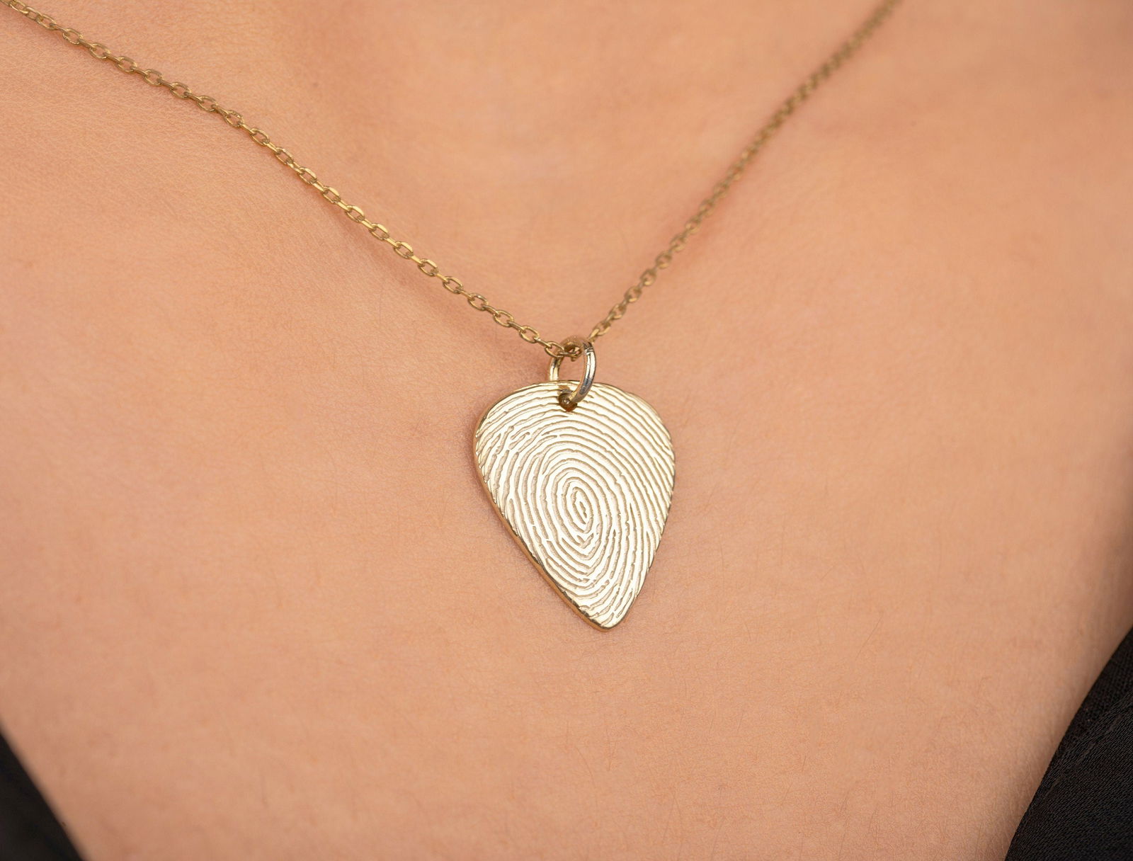 9k & 14k solid Gold Fingerprint Guitar Pick Necklace,  Handwriting jewelry gift - InfinityJools