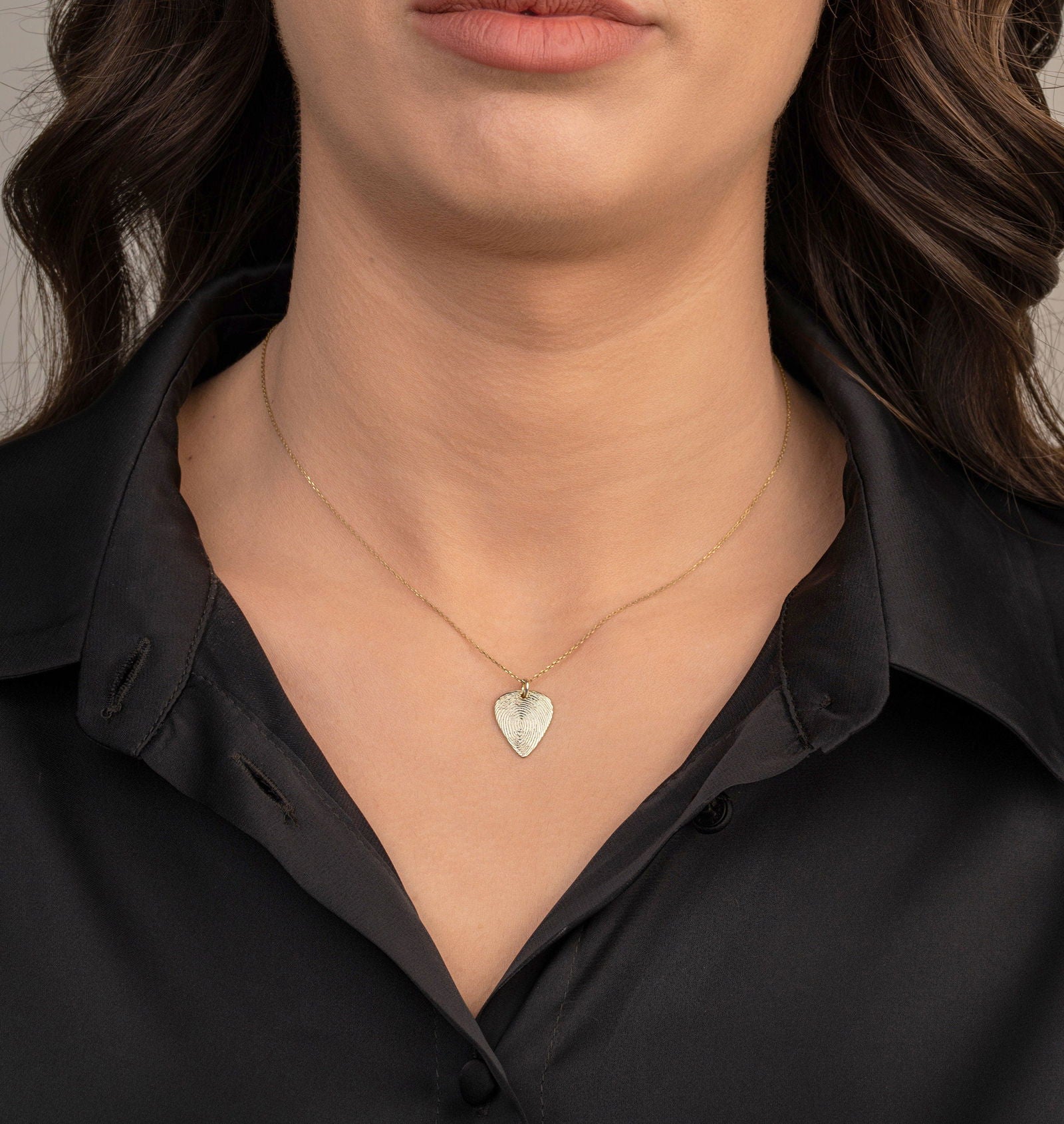 9k & 14k solid Gold Fingerprint Guitar Pick Necklace,  Handwriting jewelry gift - InfinityJools