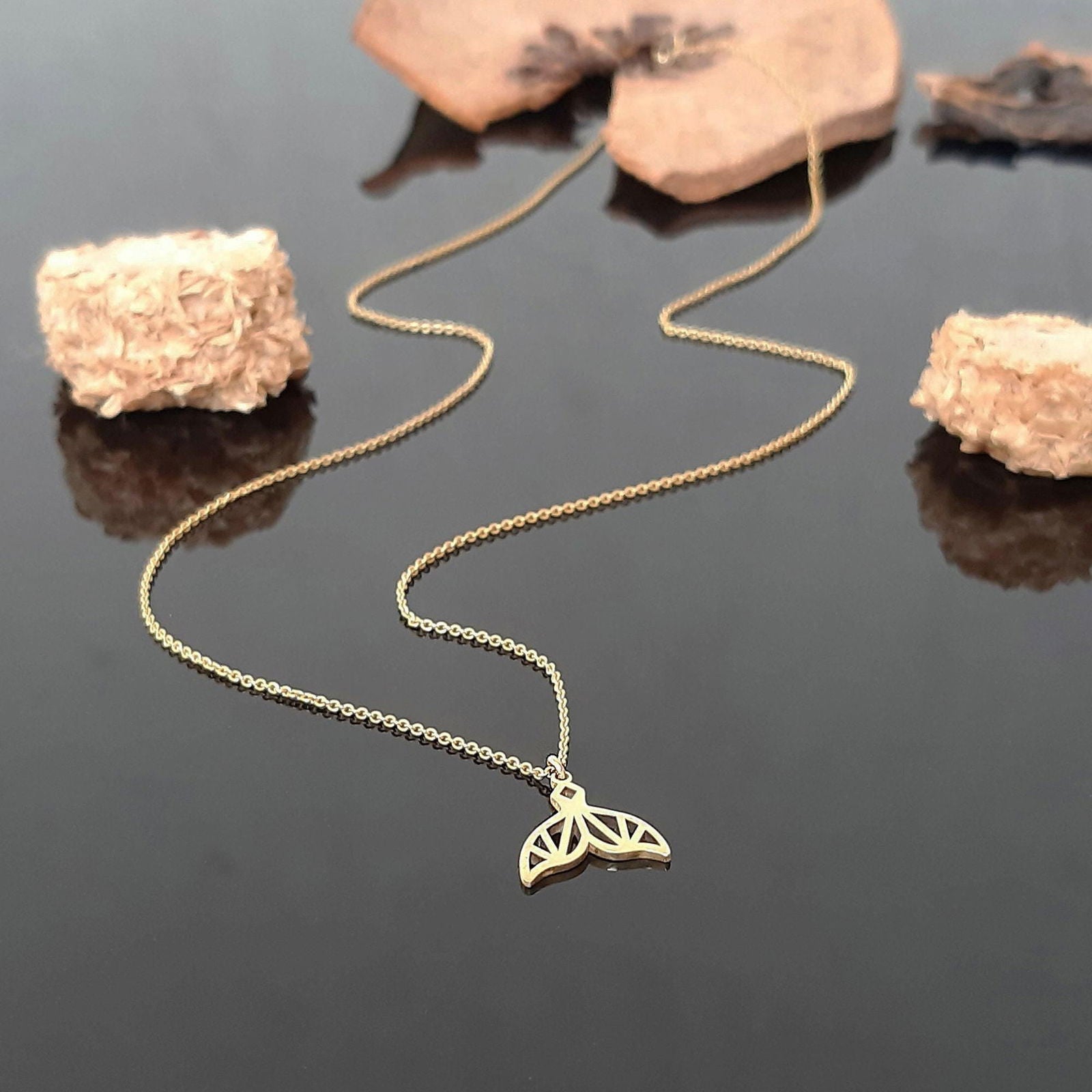 9kt & 14kt Gold Mermaid Tail Charm Necklace - InfinityJools