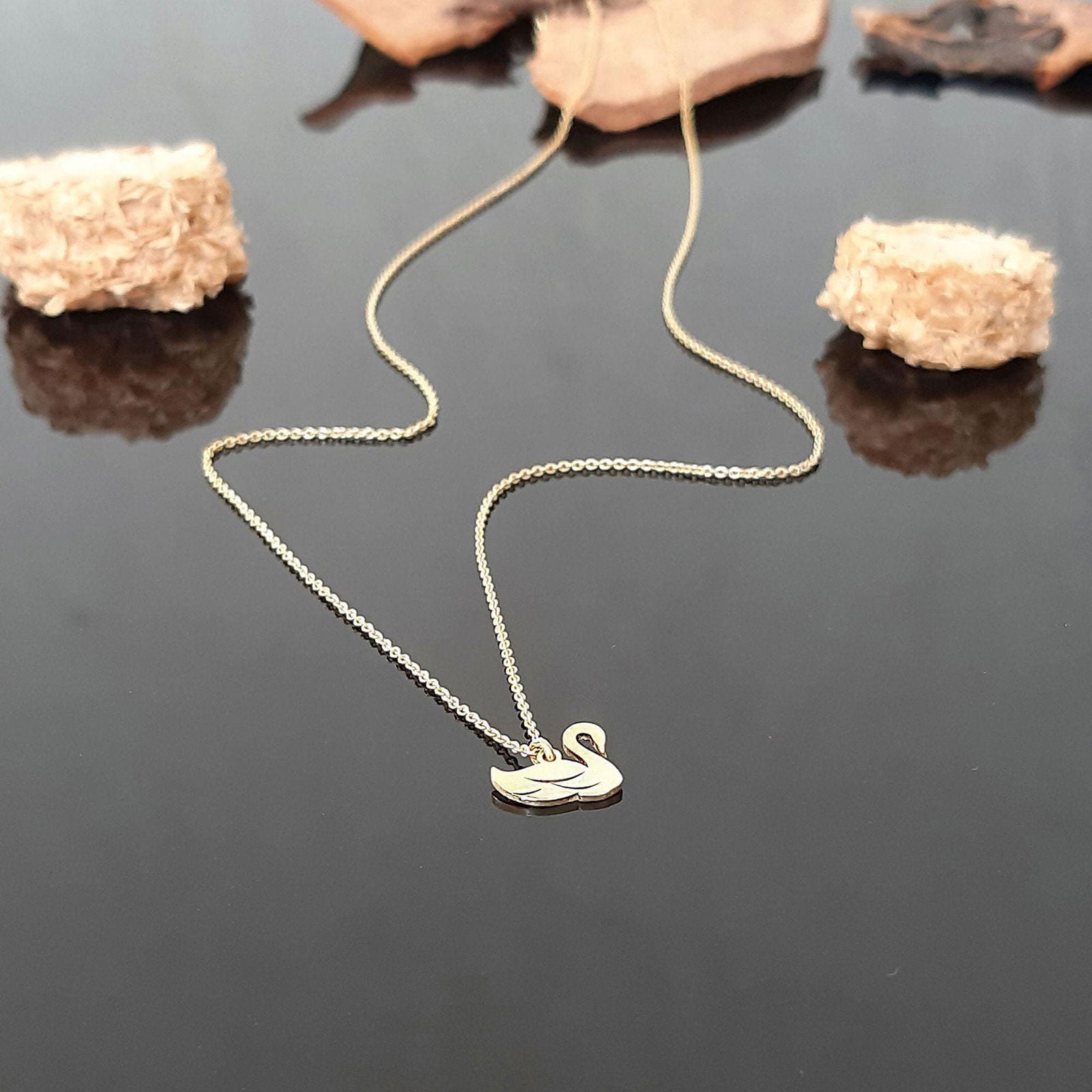 9kt & 14kt Gold Swan Necklace - InfinityJools
