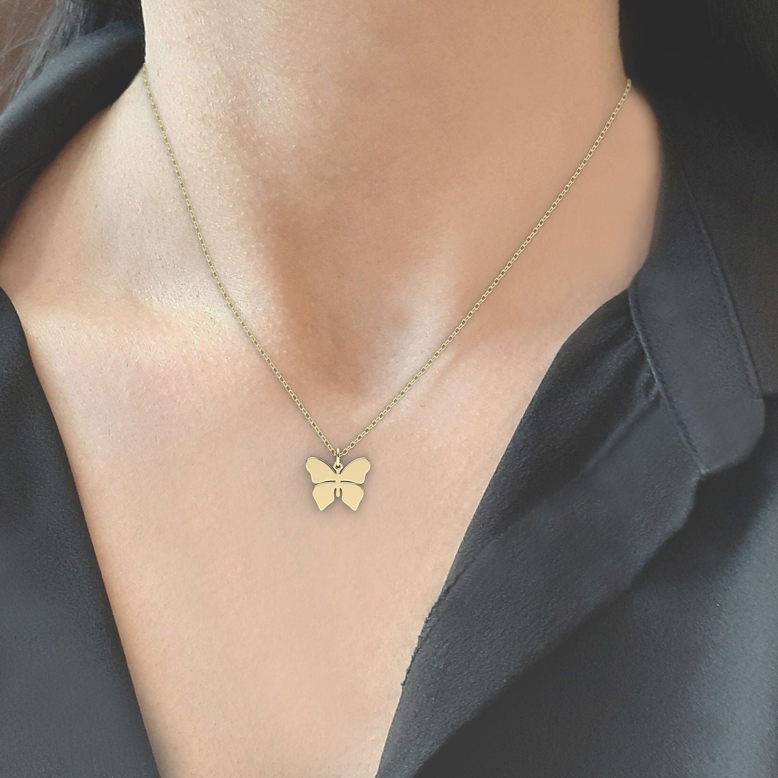 Real 14k Solid Gold Butterfly Necklace - InfinityJools