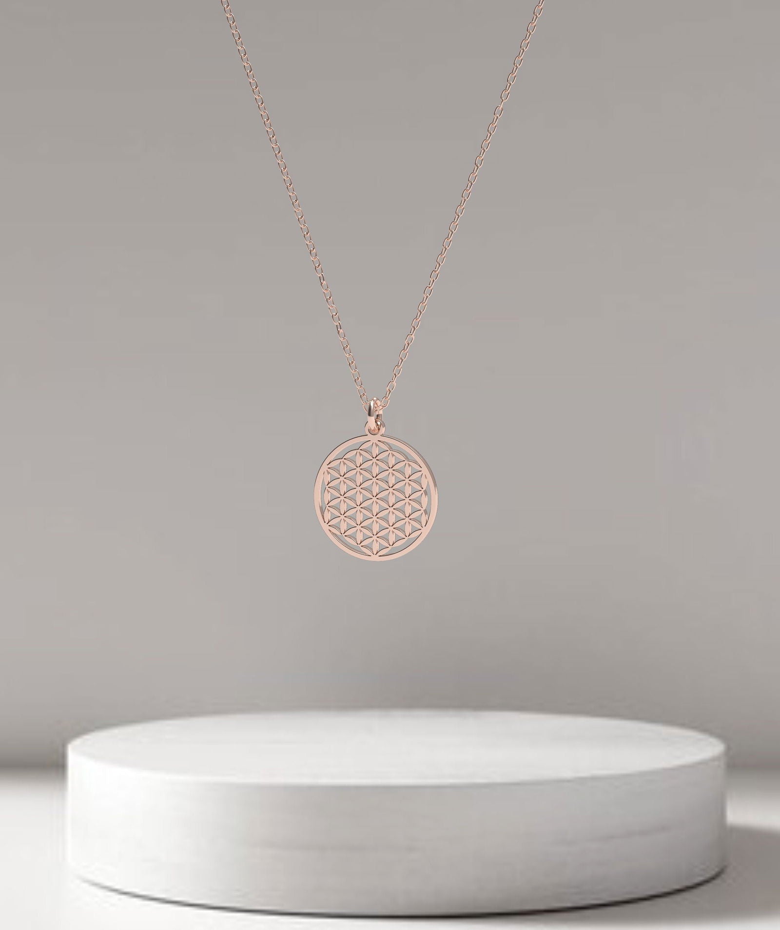 Solid 14k Yellow gold Flower of Life pendant - InfinityJools