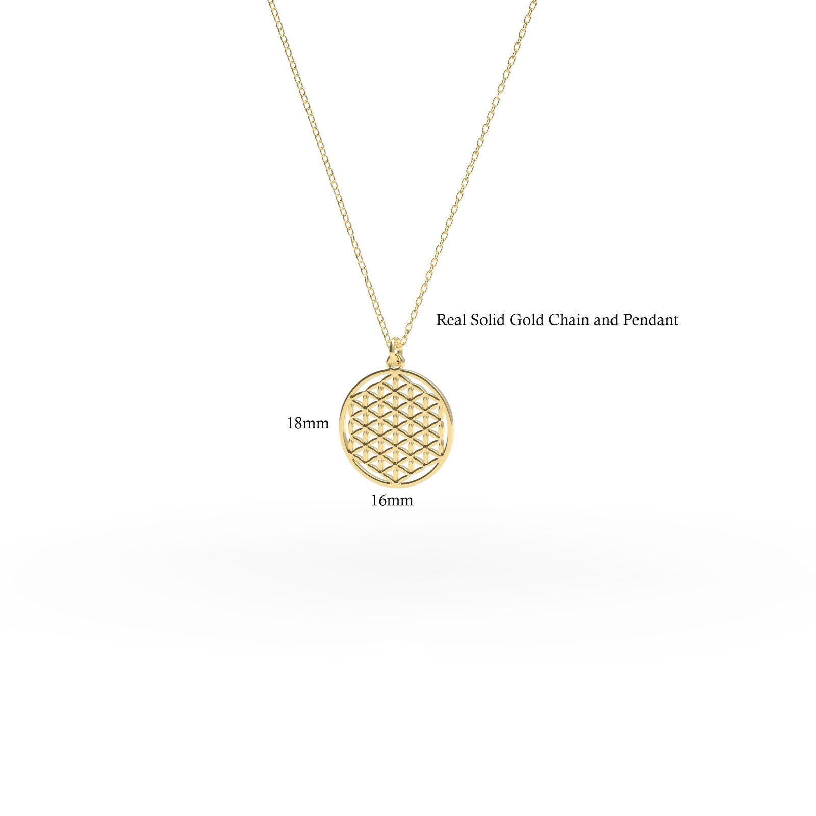 Solid 14k Yellow gold Flower of Life pendant - InfinityJools
