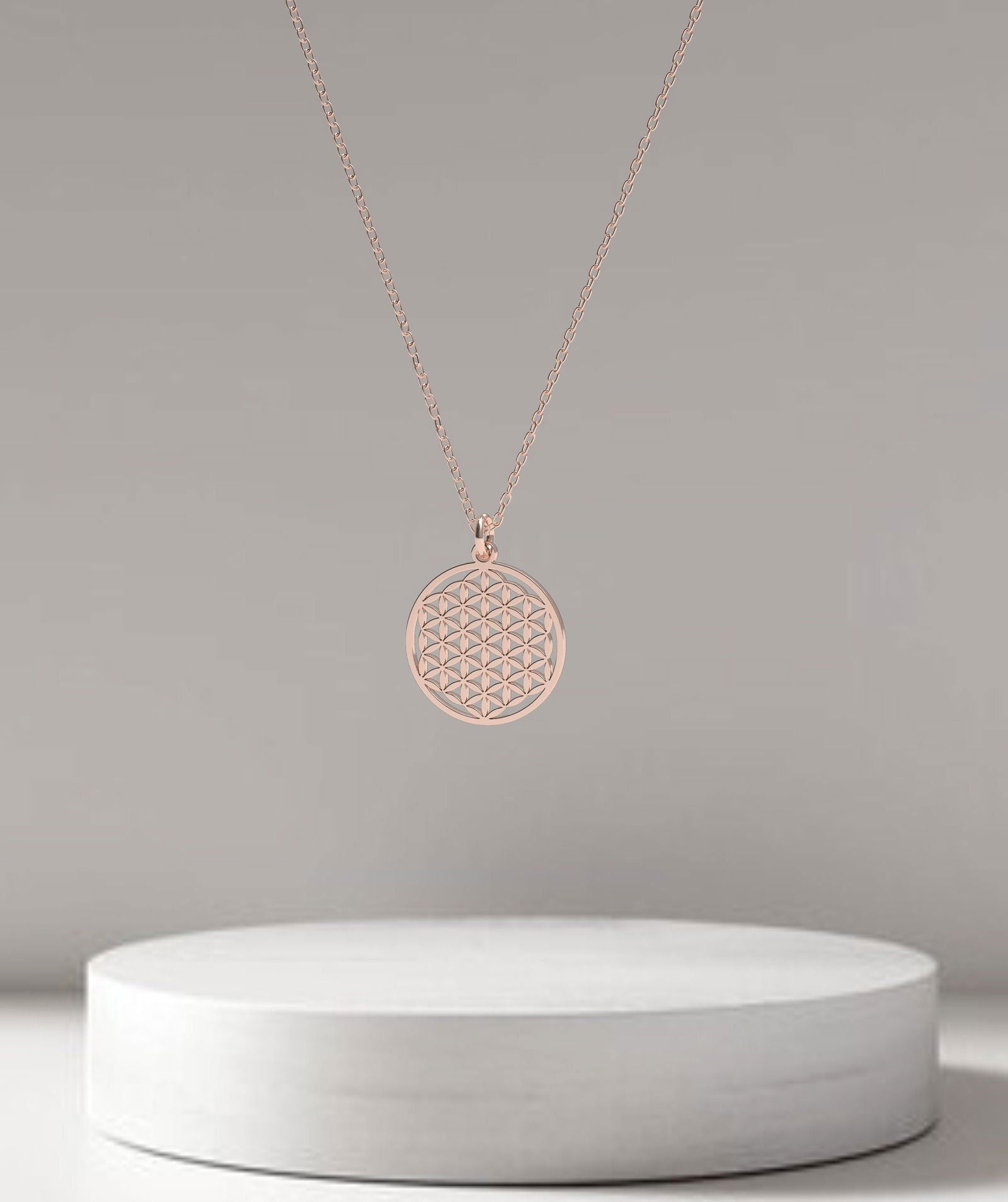 Solid 14k Yellow gold Flower of Life pendant - InfinityJools