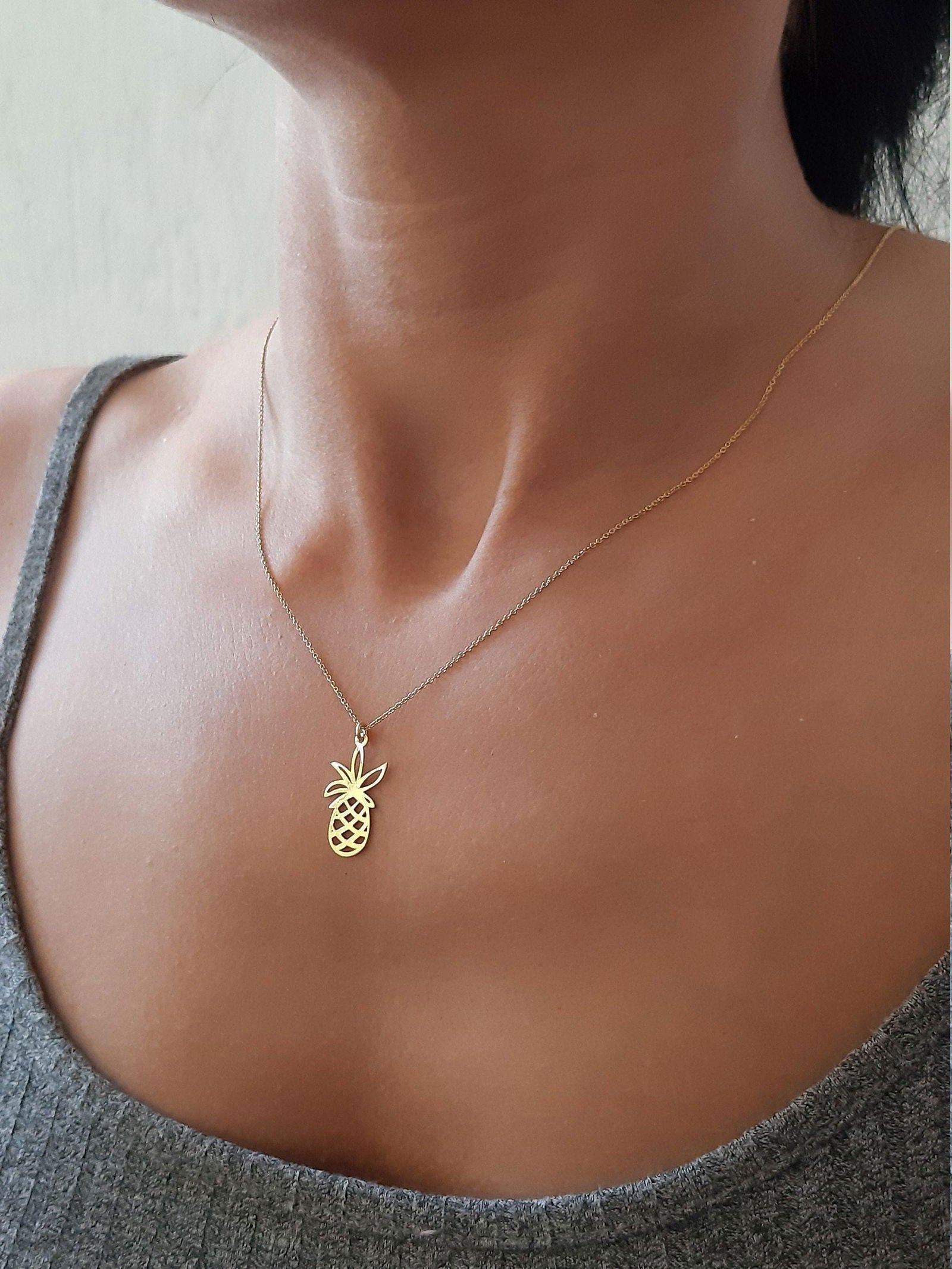 Solid Gold Pineapple necklace - InfinityJools