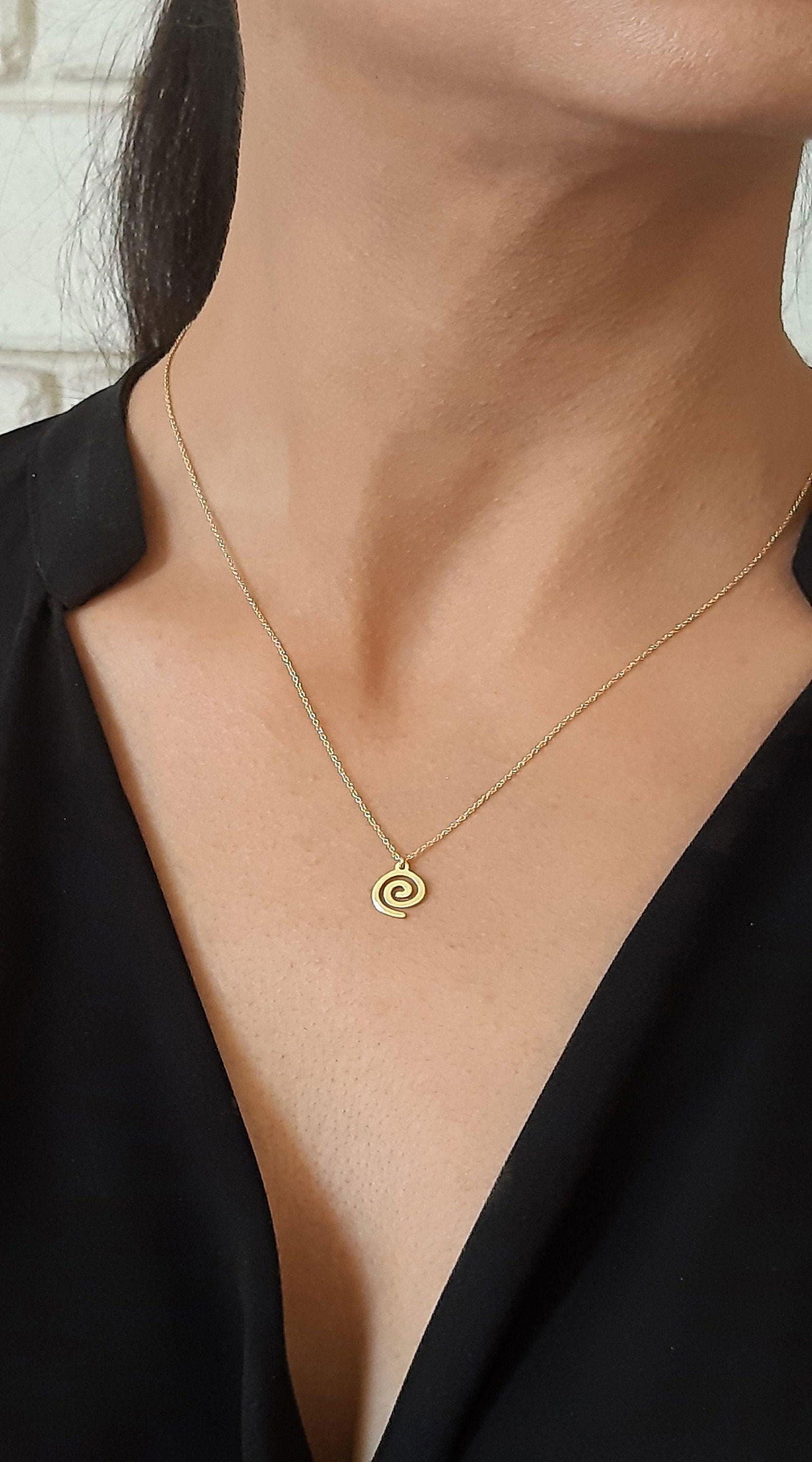 Spiral 14K Gold Pendant Necklace - InfinityJools