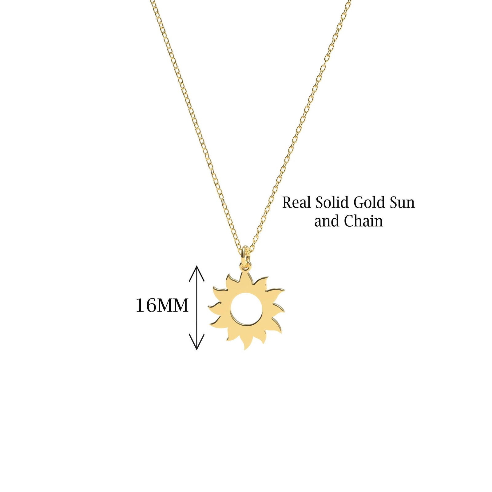 Sun Pendant in 14k Solid Gold - InfinityJools