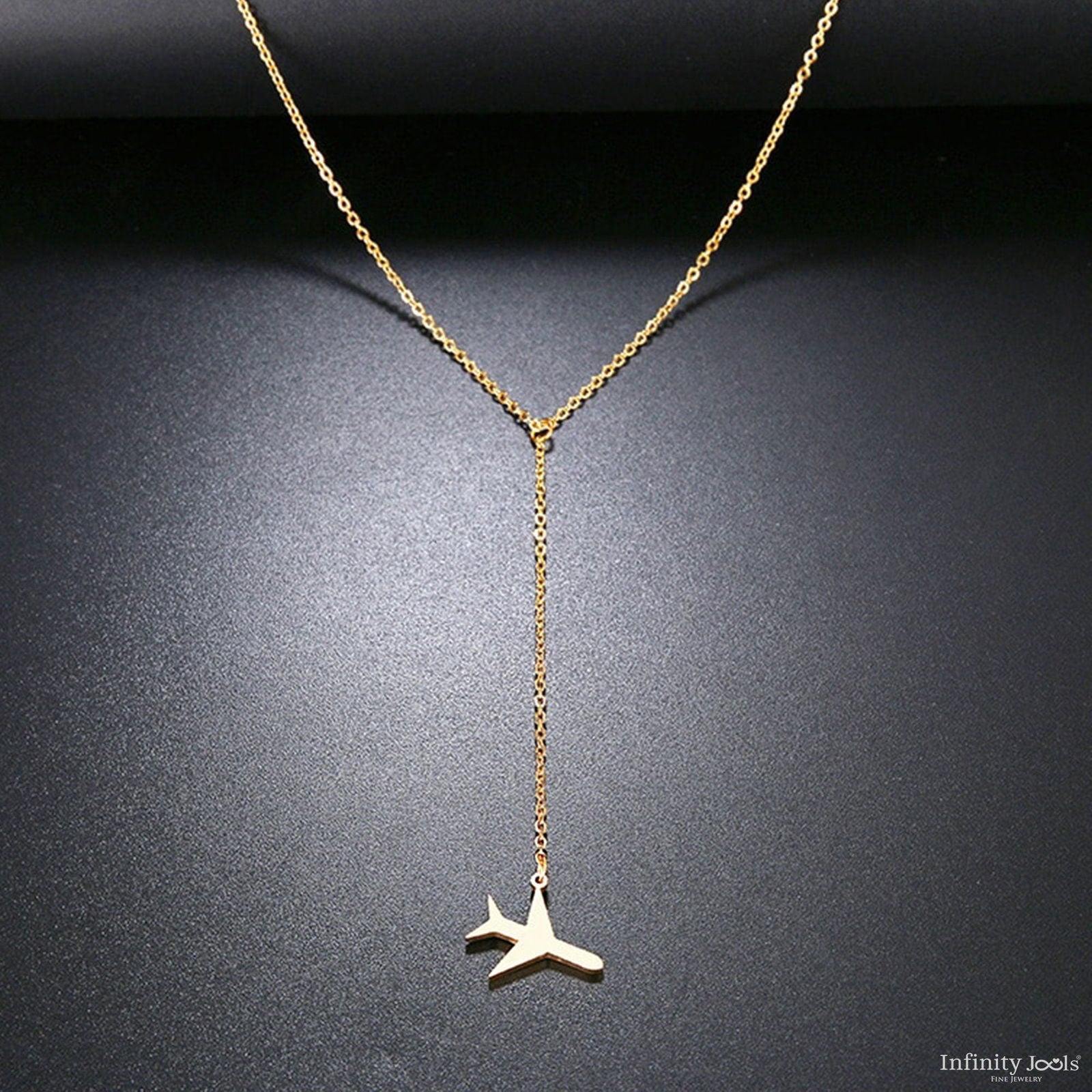 Unique 14K Solid gold Airplane Necklace - InfinityJools