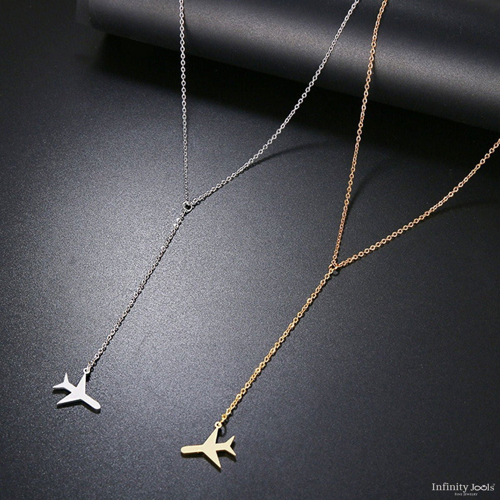 Unique 14K Solid gold Airplane Necklace - InfinityJools