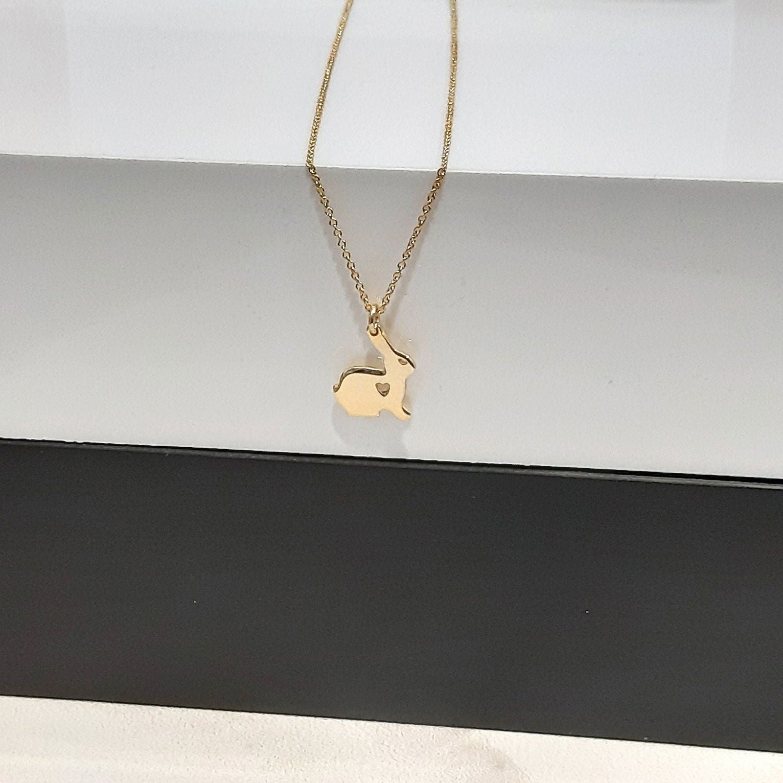 Cute Rabbit necklace, 14K Yellow Gold Rabbit pendant - InfinityJools