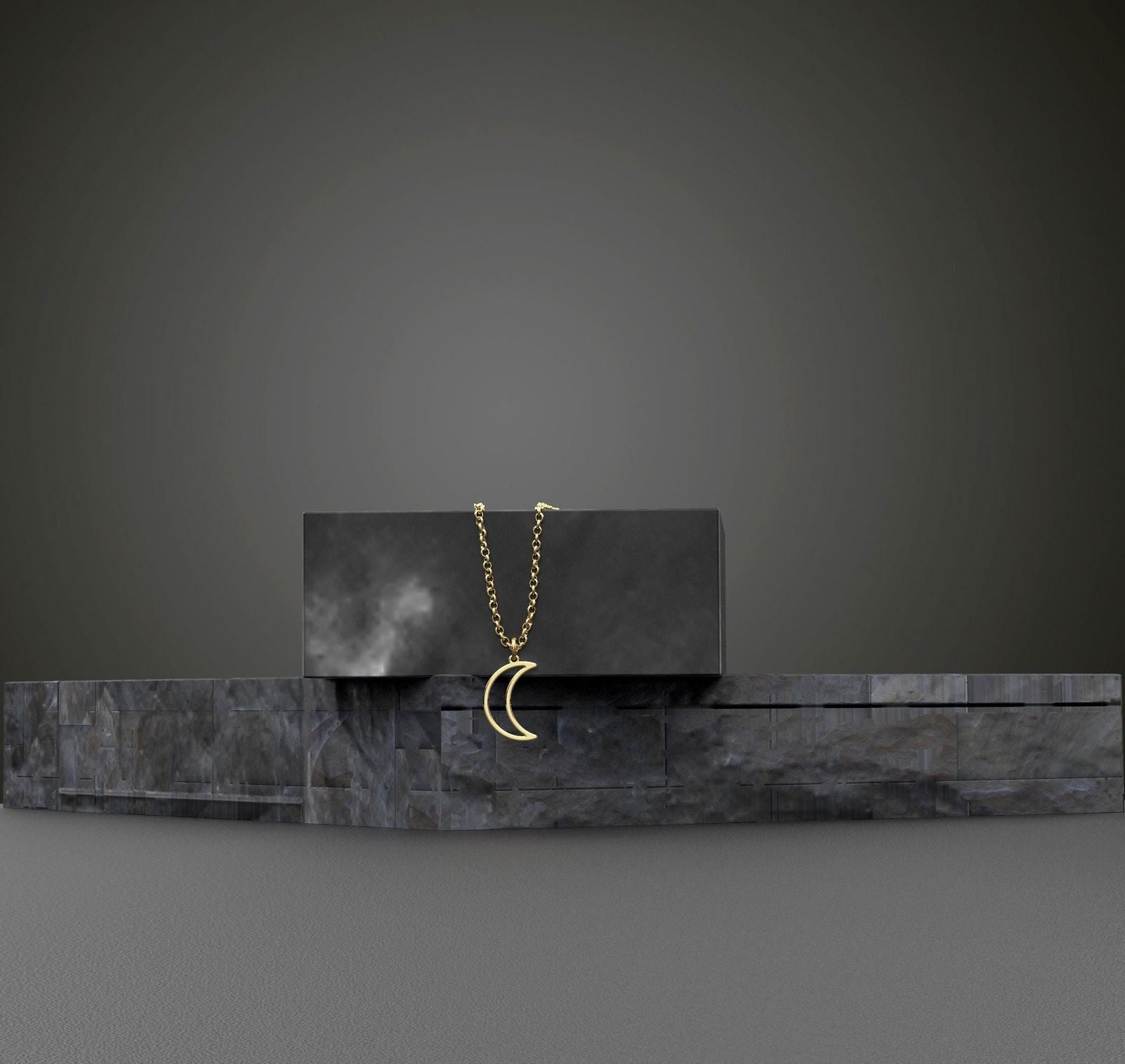 Dainty 14K Solid Gold Moon Necklace - InfinityJools