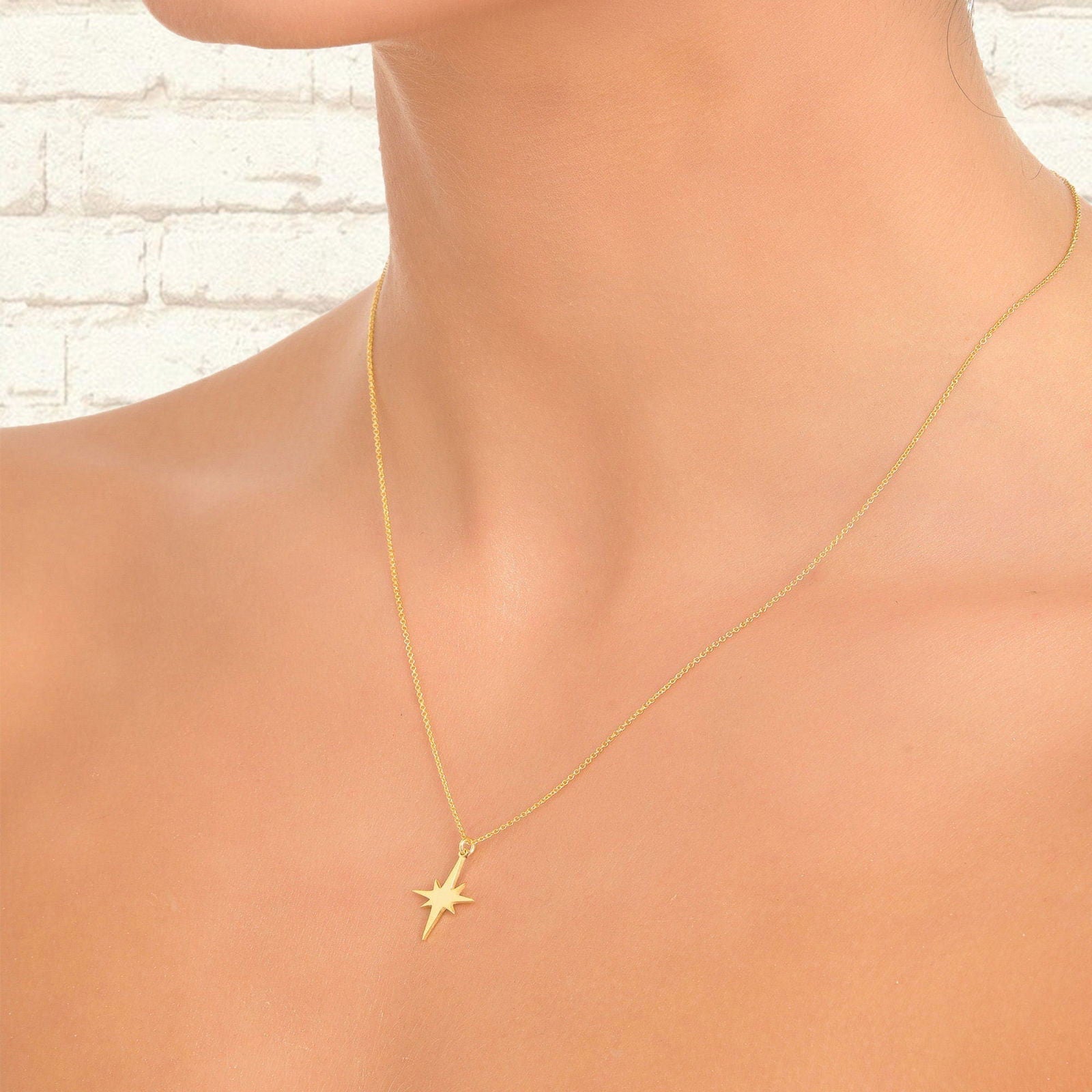 Dainty 14k Solid Gold North Star Necklace - InfinityJools