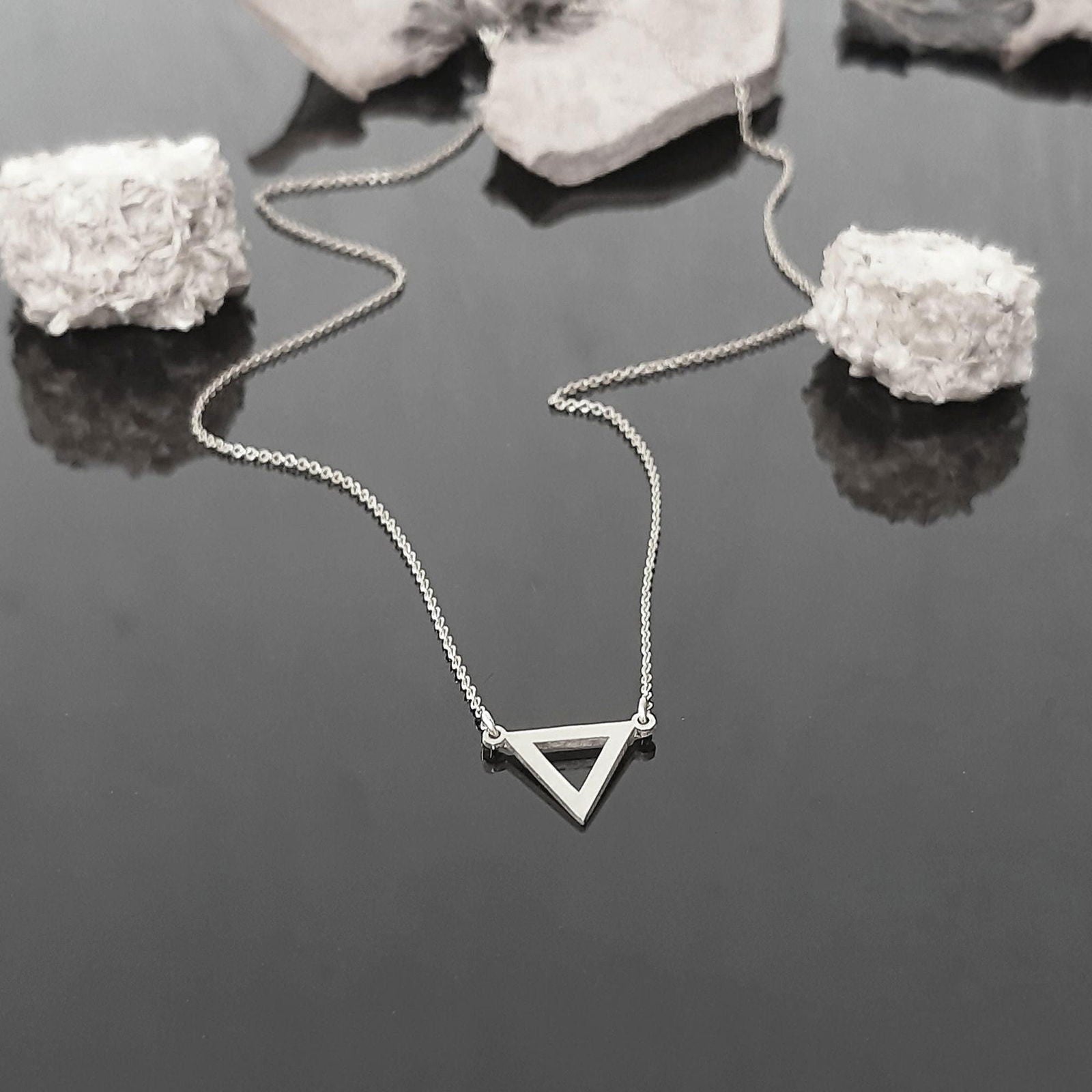 Dainty 14K Solid Gold triangle necklace - InfinityJools