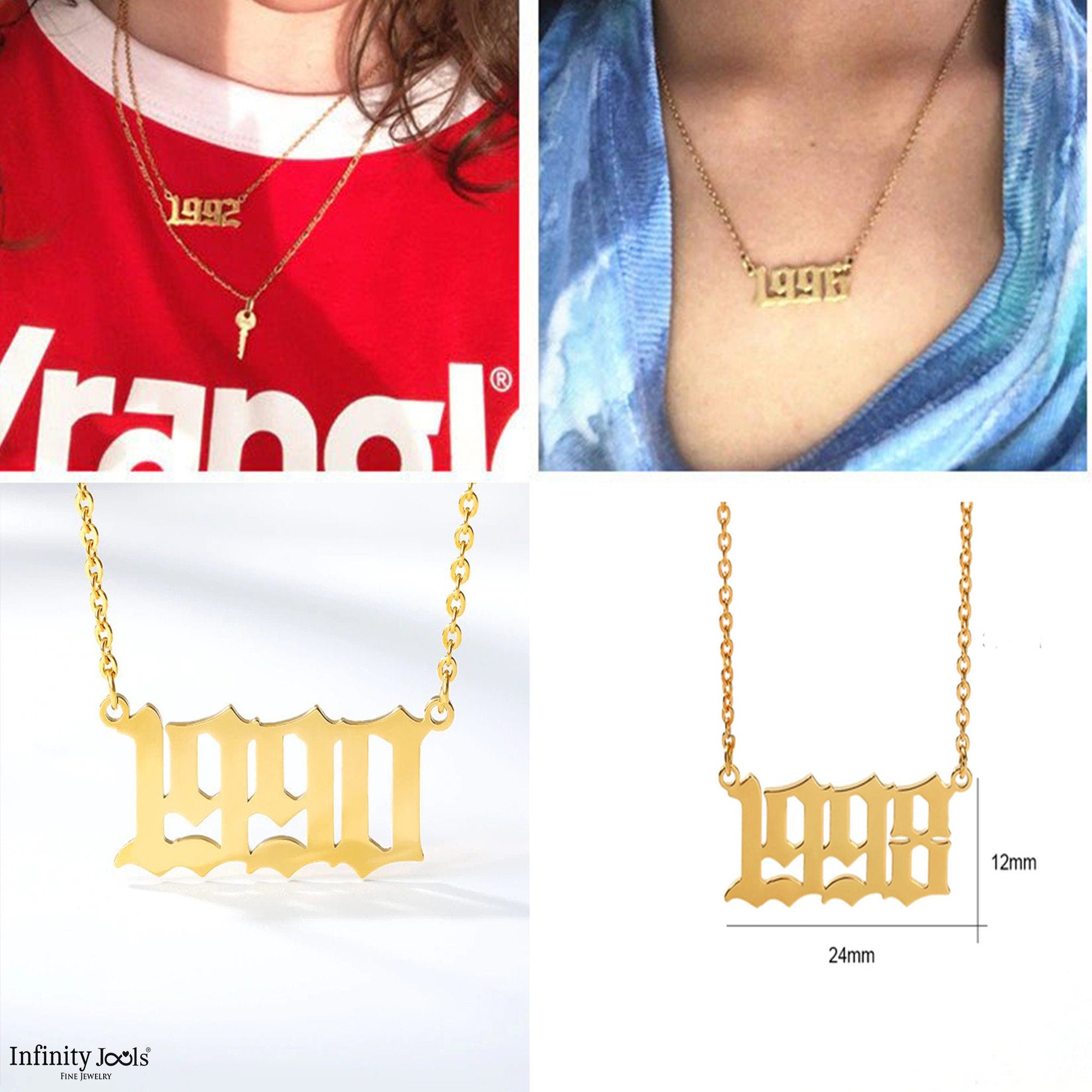 Customize Old English Number Necklace